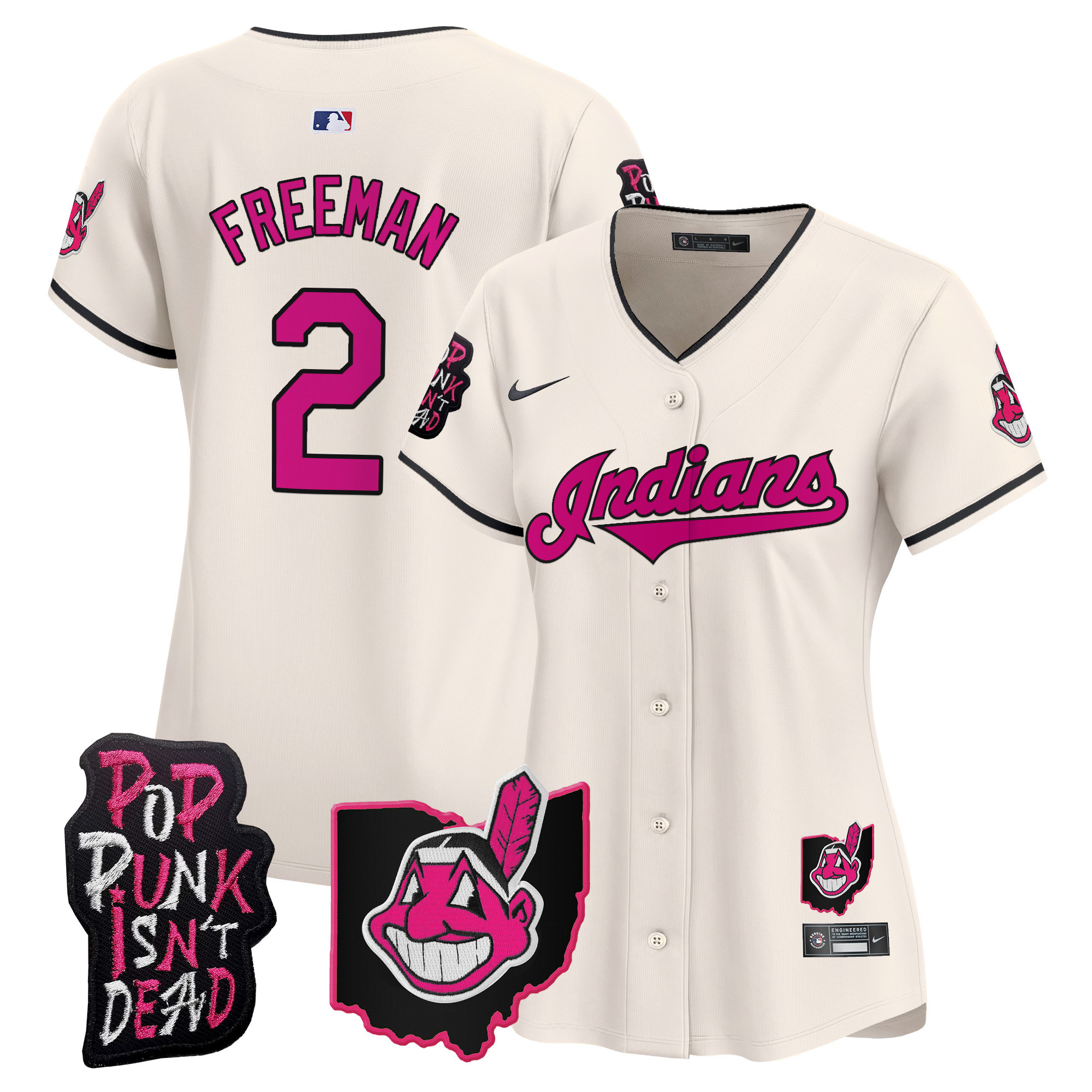 Women's Cleveland Indians MGK Patch Vapor Premier Limited Jersey - All Stitched - Image 26