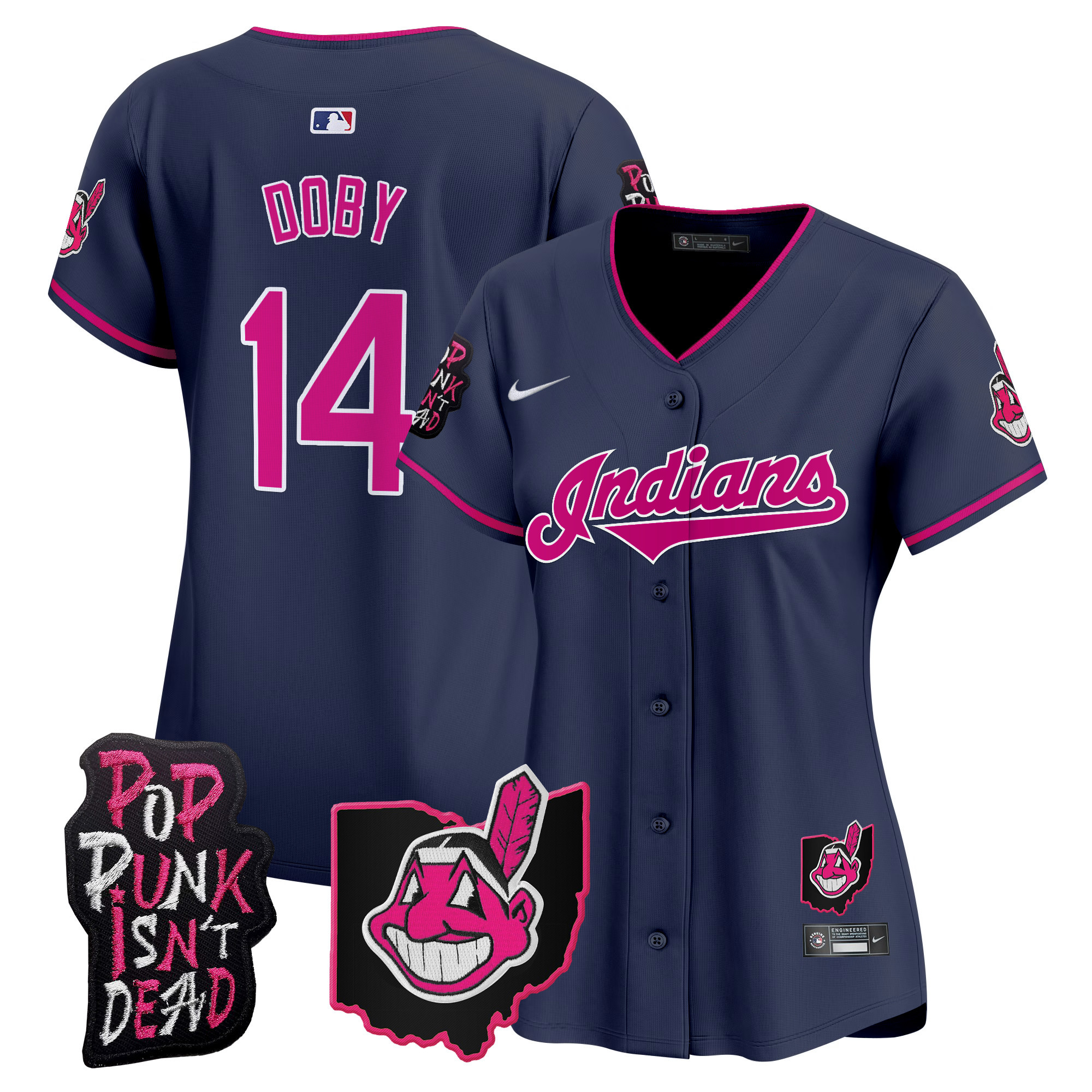 Women's Cleveland Indians MGK Patch Vapor Premier Limited Jersey - All Stitched - Image 43