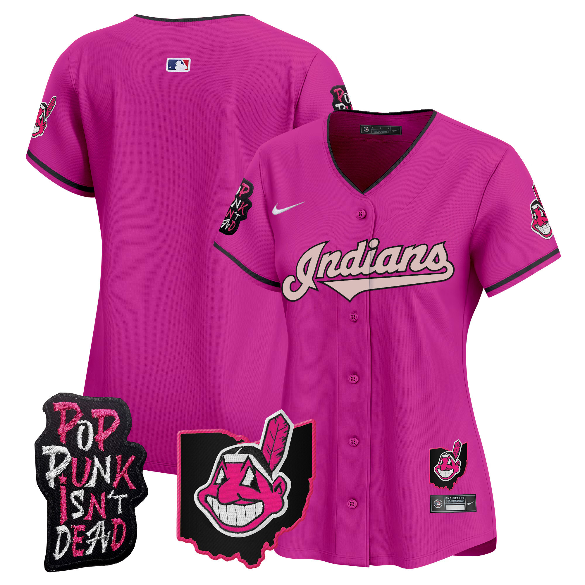 Women's Cleveland Indians MGK Patch Vapor Premier Limited Jersey - All Stitched - Image 9