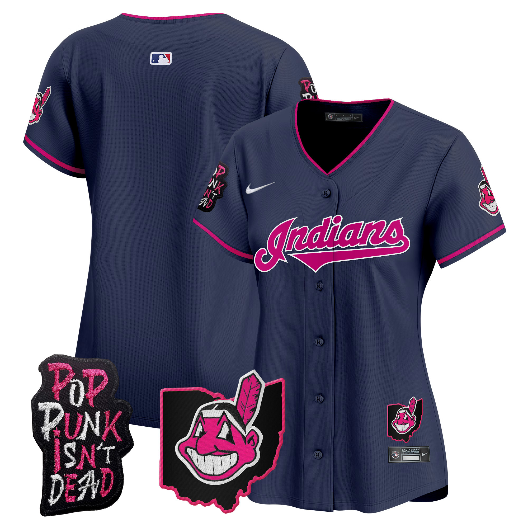 Women's Cleveland Indians MGK Patch Vapor Premier Limited Jersey - All Stitched - Image 45