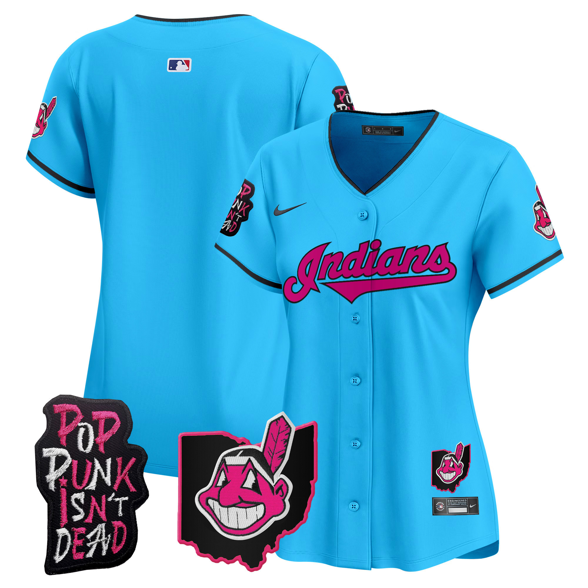 Women's Cleveland Indians MGK Patch Vapor Premier Limited Jersey - All Stitched - Image 54