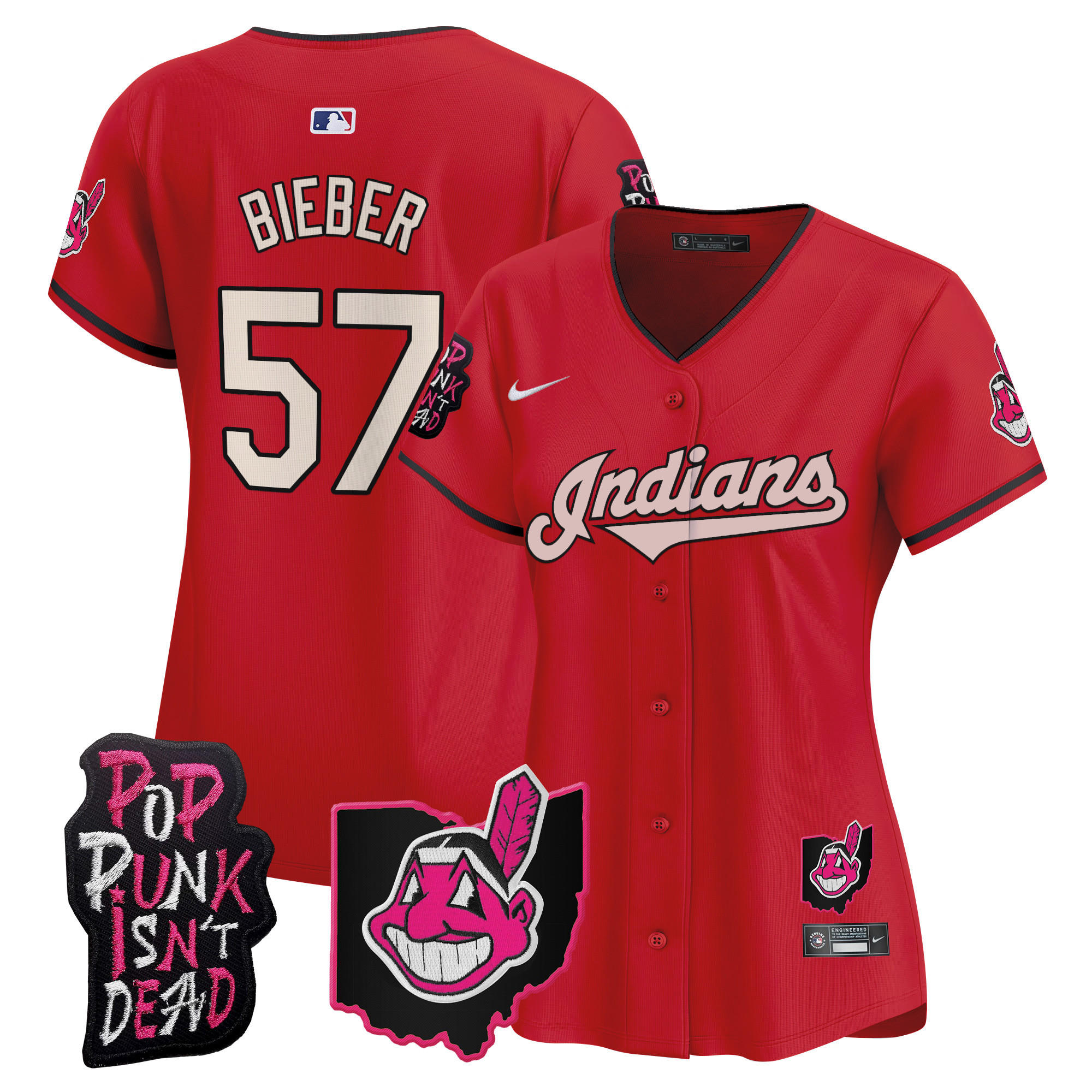 Women's Cleveland Indians MGK Patch Vapor Premier Limited Jersey - All Stitched - Image 30