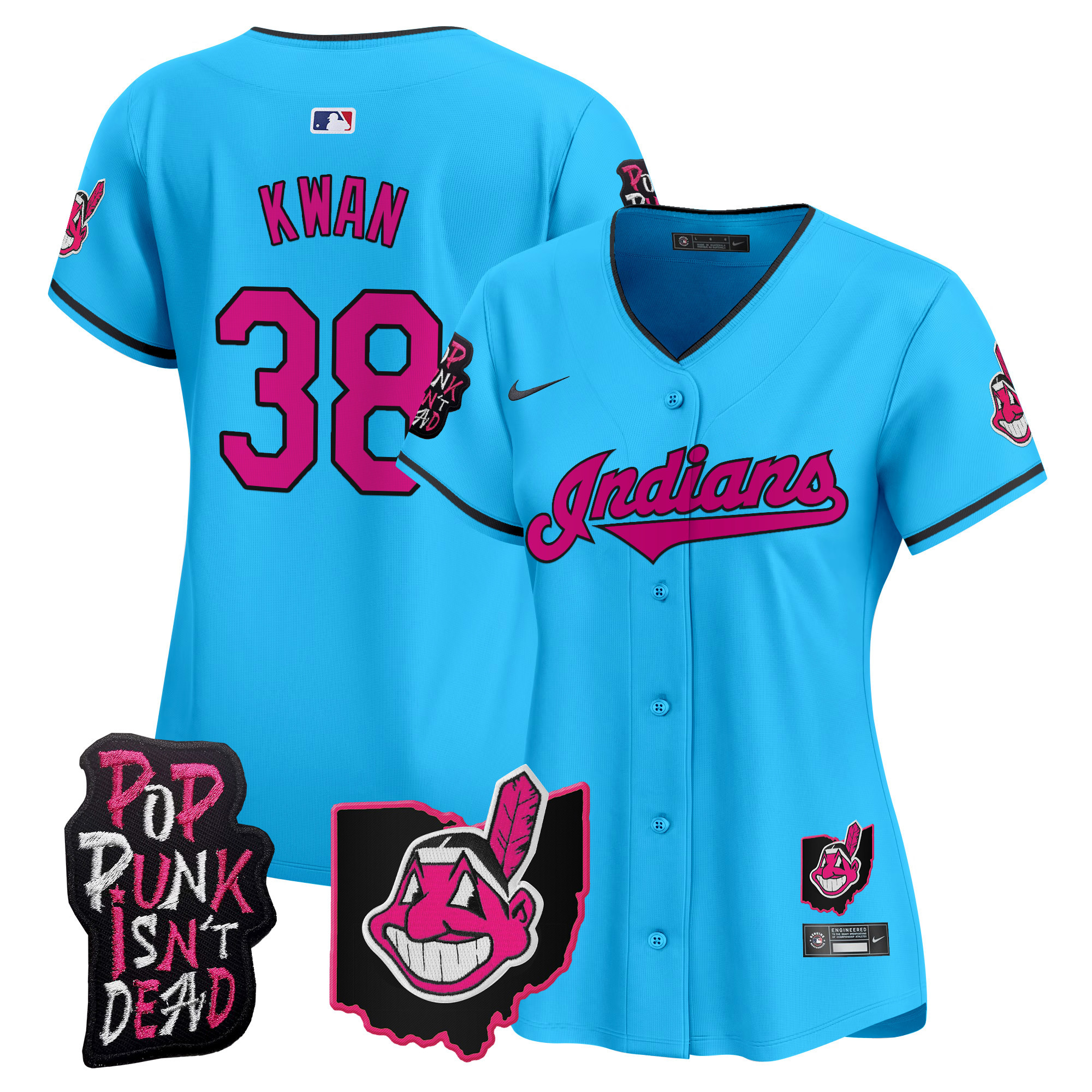 Women's Cleveland Indians MGK Patch Vapor Premier Limited Jersey - All Stitched - Image 50
