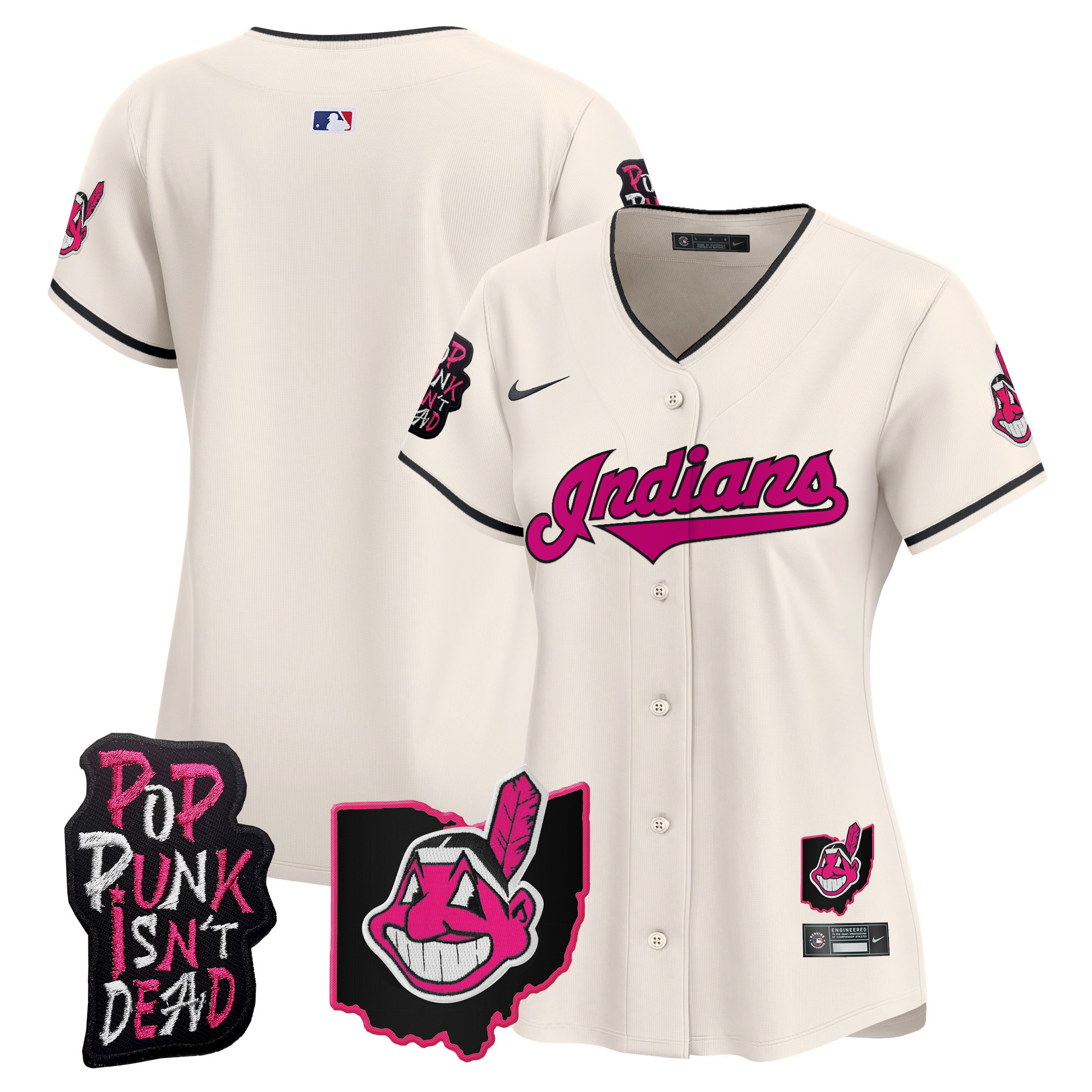 Women's Cleveland Indians MGK Patch Vapor Premier Limited Jersey - All Stitched - Image 27