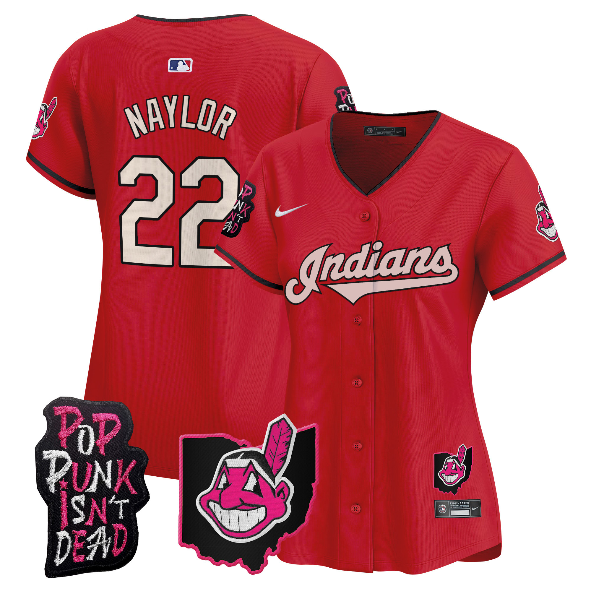 Women's Cleveland Indians MGK Patch Vapor Premier Limited Jersey - All Stitched - Image 31