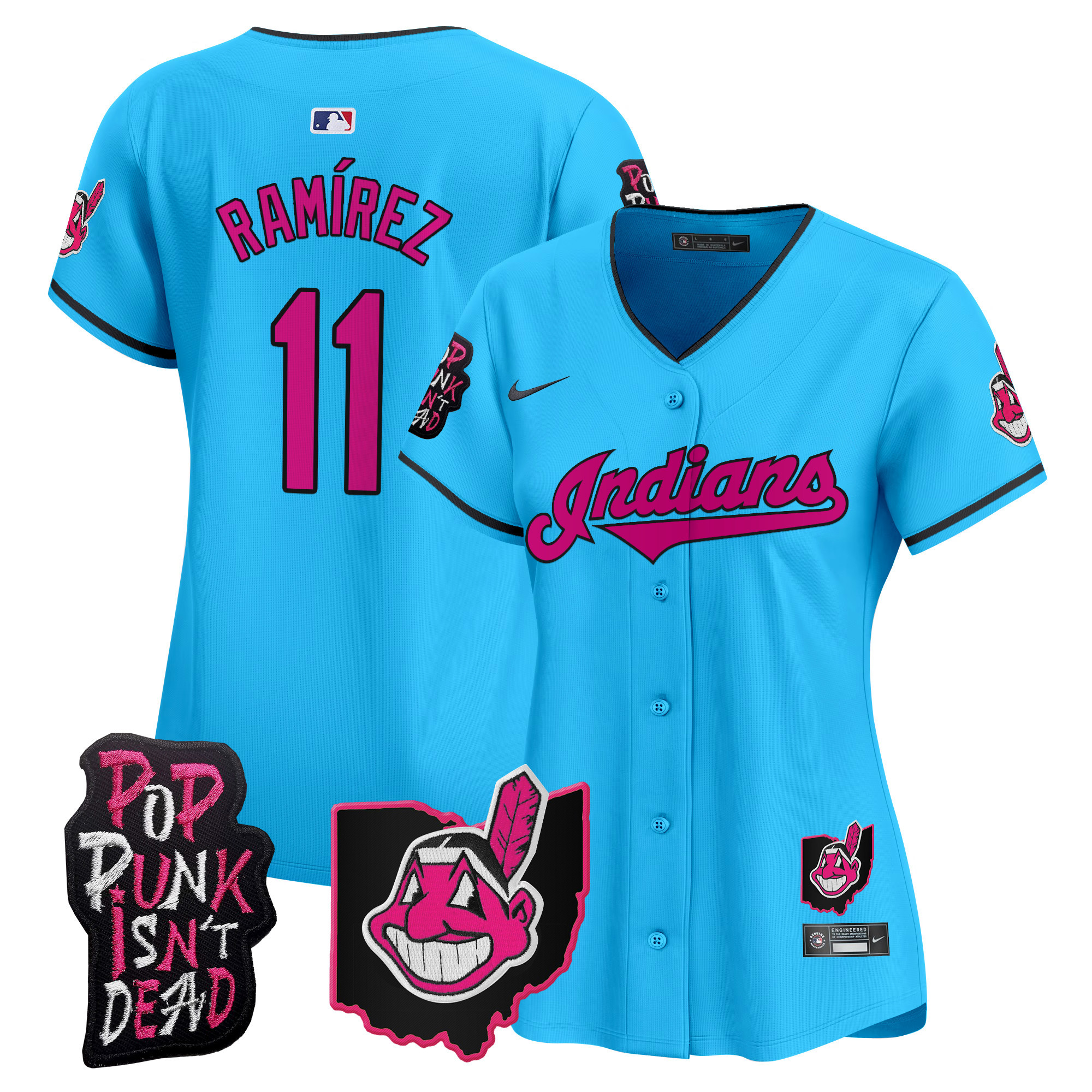 Women's Cleveland Indians MGK Patch Vapor Premier Limited Jersey - All Stitched - Image 47