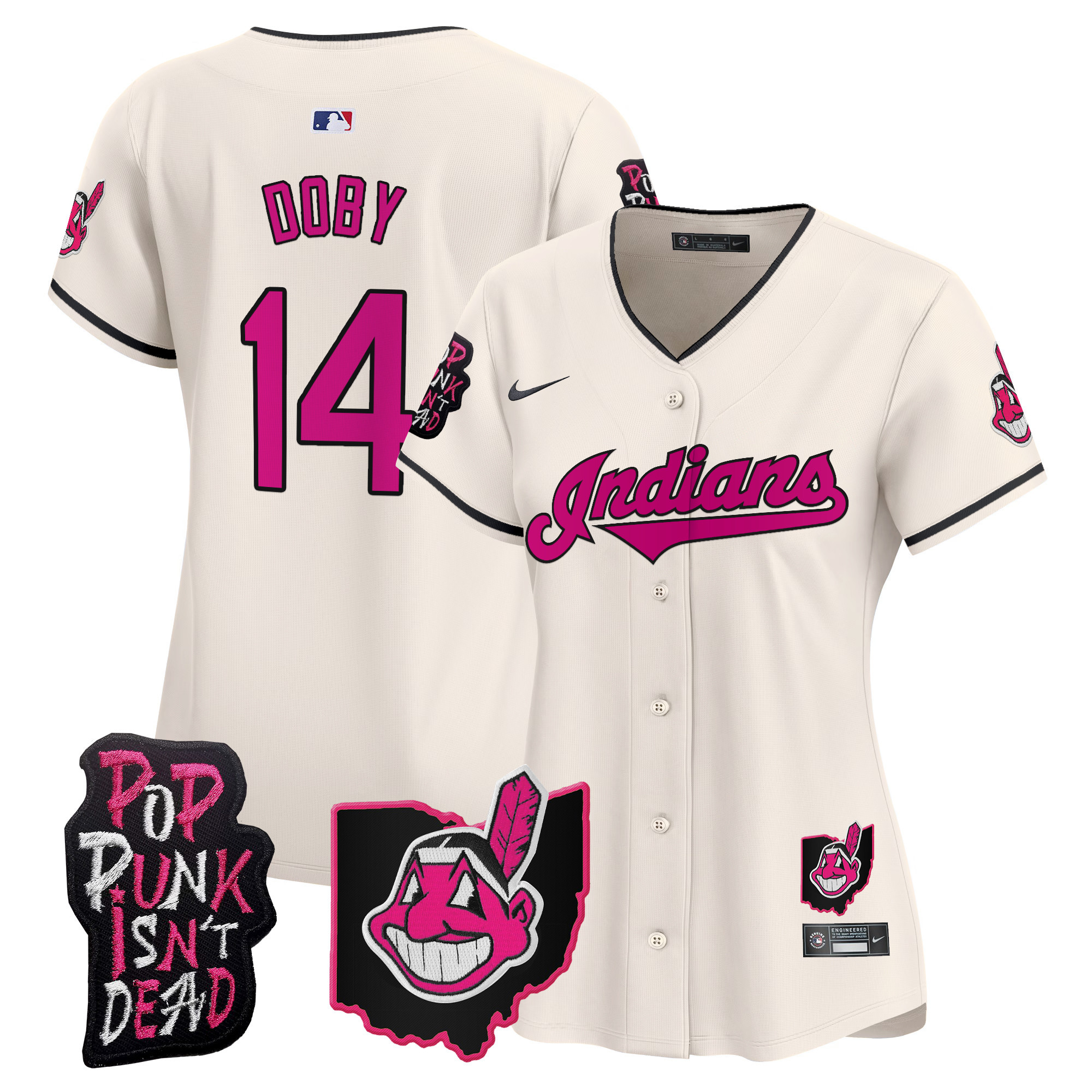 Women's Cleveland Indians MGK Patch Vapor Premier Limited Jersey - All Stitched - Image 25