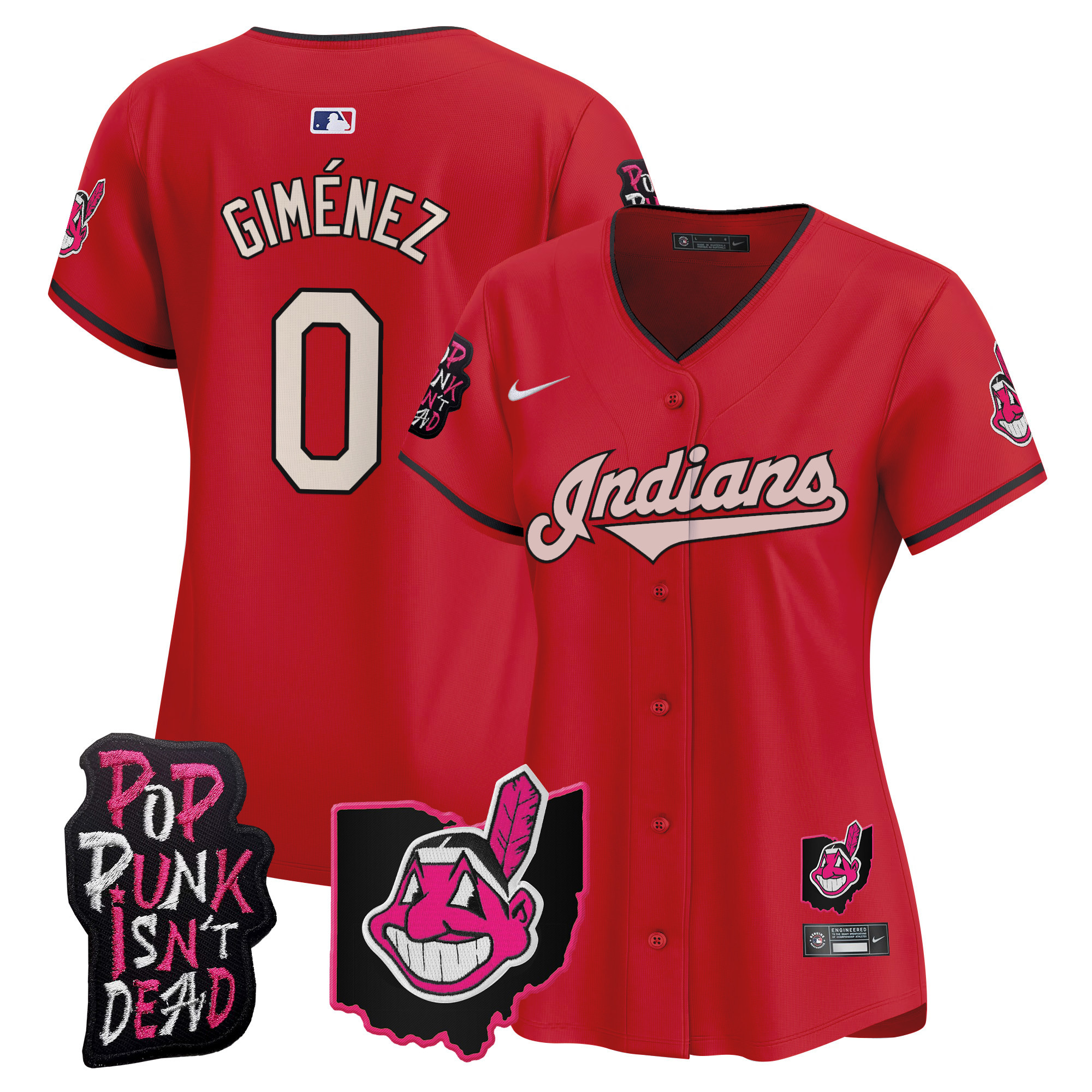 Women's Cleveland Indians MGK Patch Vapor Premier Limited Jersey - All Stitched - Image 33