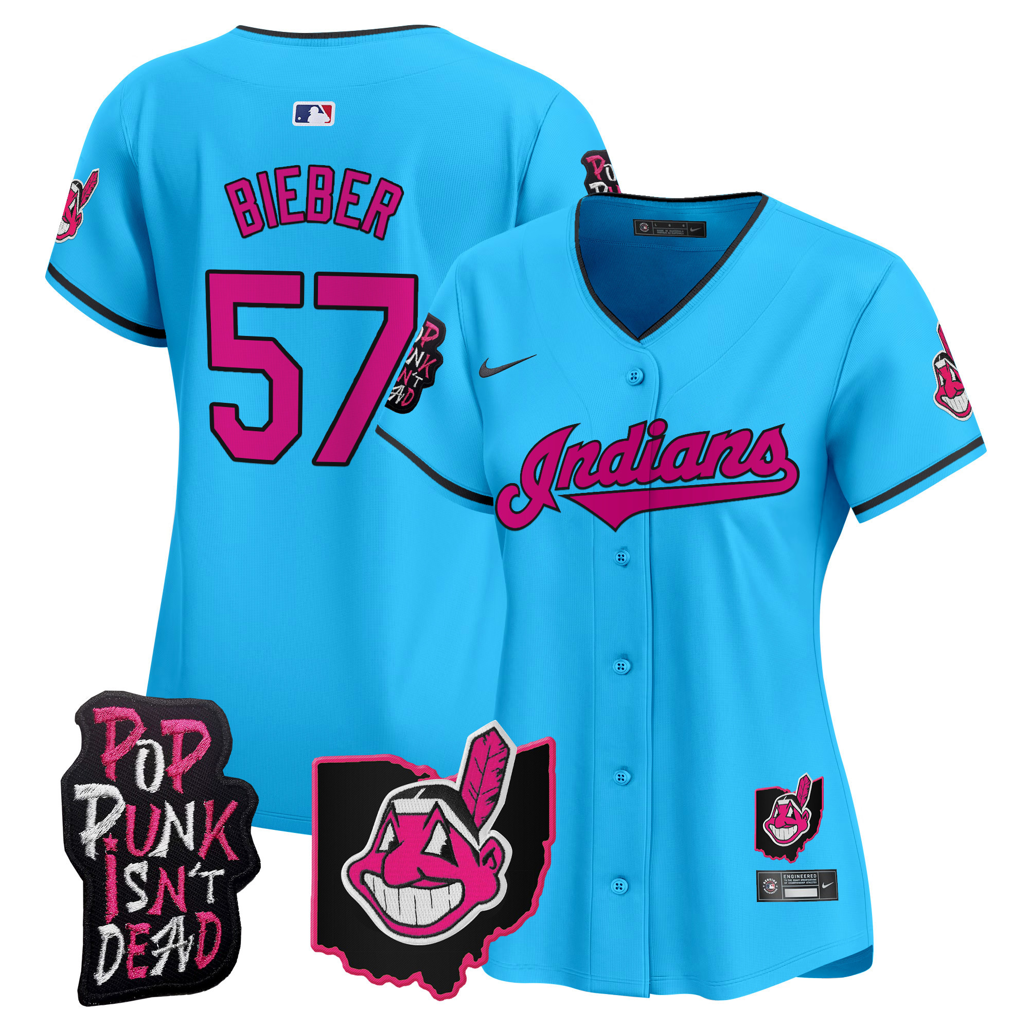 Women's Cleveland Indians MGK Patch Vapor Premier Limited Jersey - All Stitched - Image 48