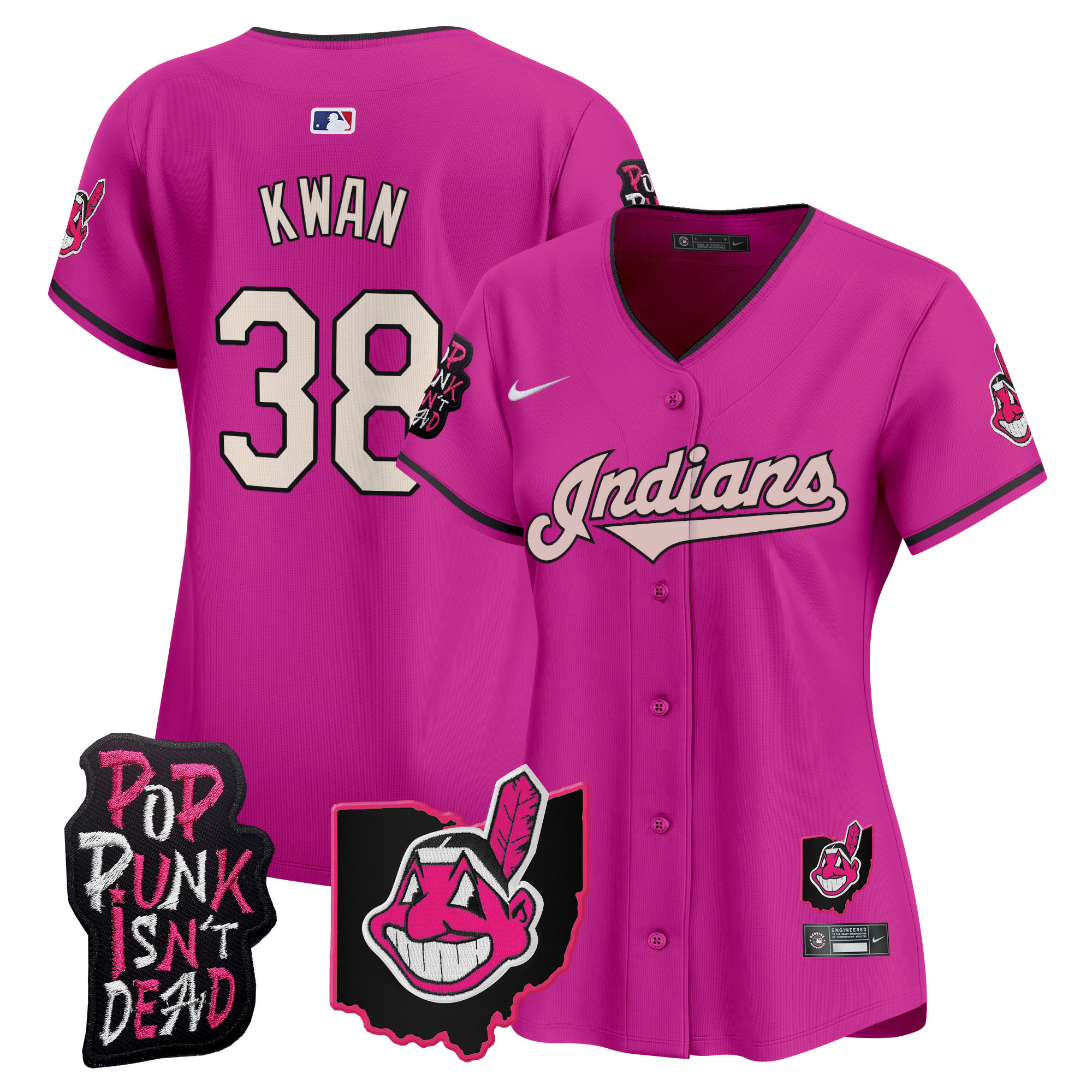 Women's Cleveland Indians MGK Patch Vapor Premier Limited Jersey - All Stitched - Image 5