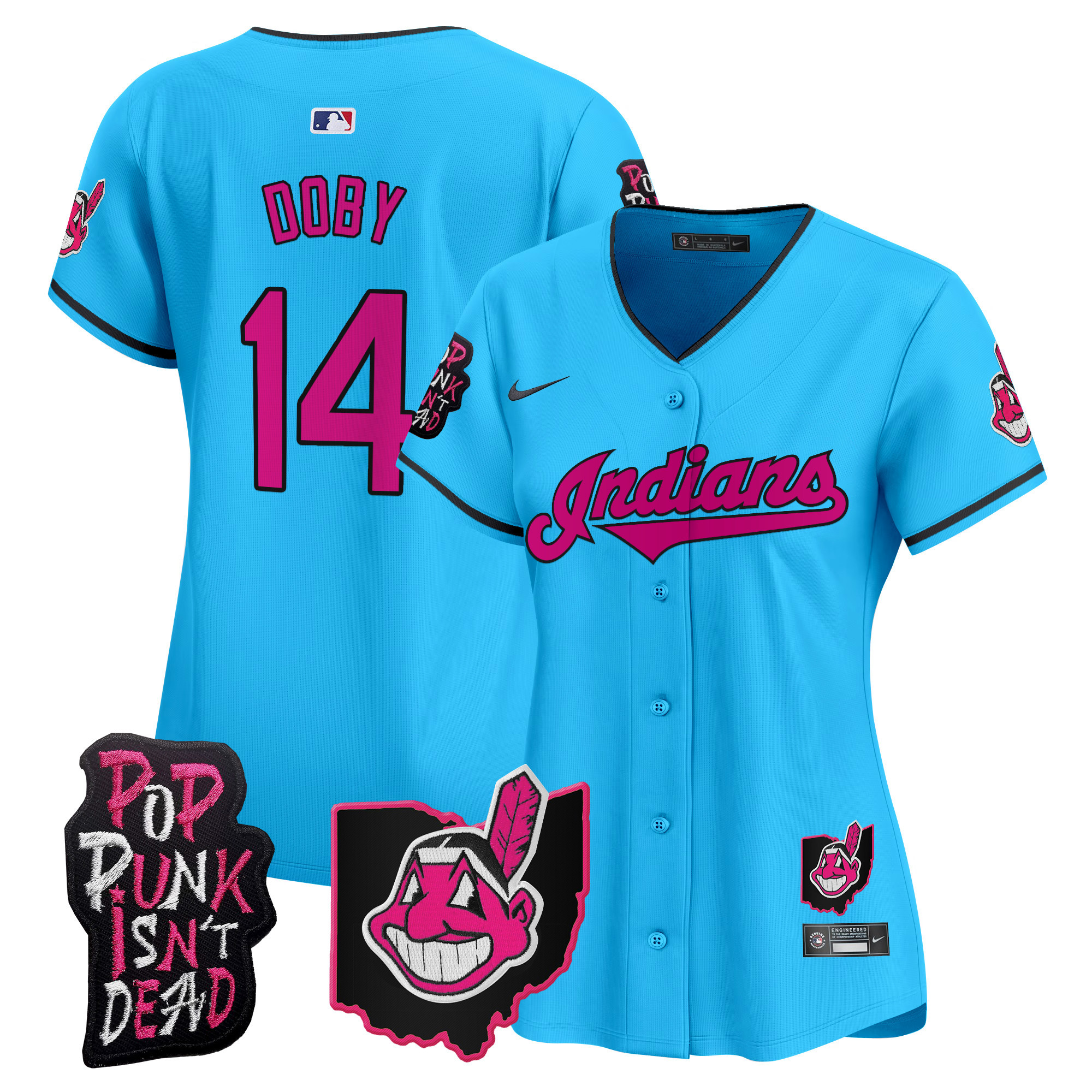 Women's Cleveland Indians MGK Patch Vapor Premier Limited Jersey - All Stitched - Image 52