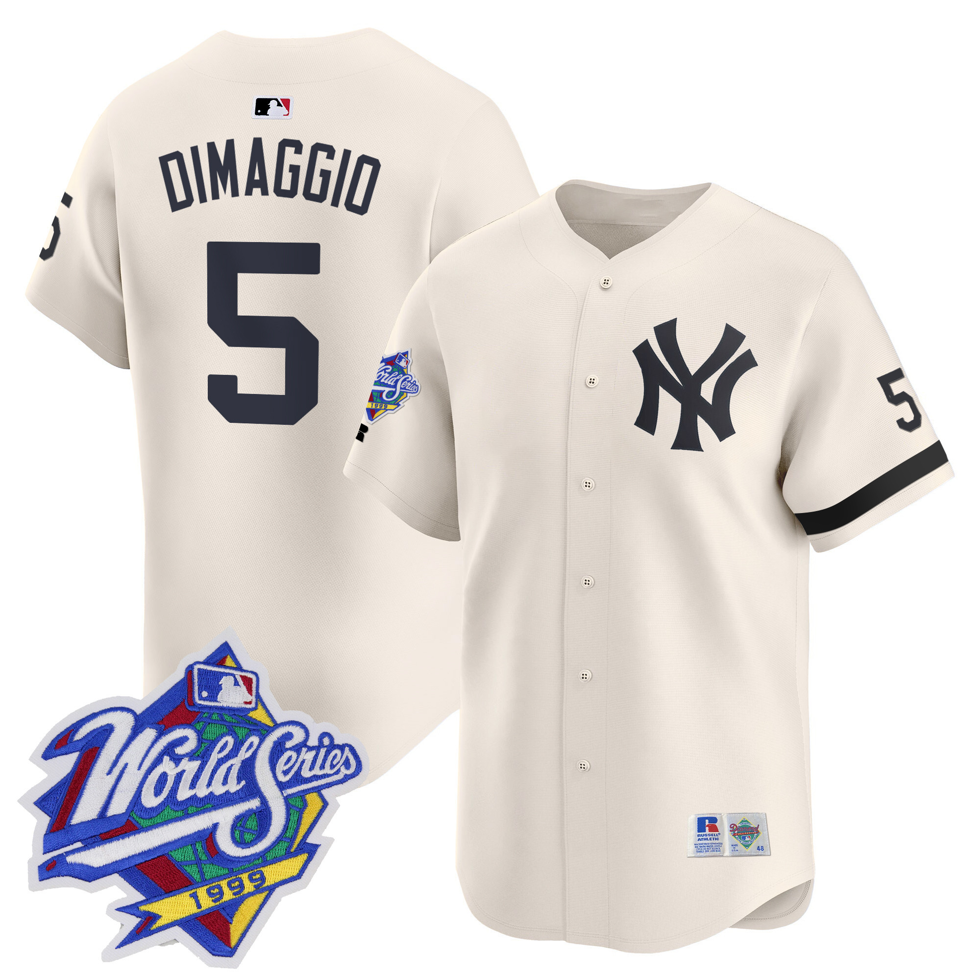 Men's Yankees 1999 Throwback Joe DiMaggio Patch Vapor Premier Limited Jersey - All Stitched - Image 19
