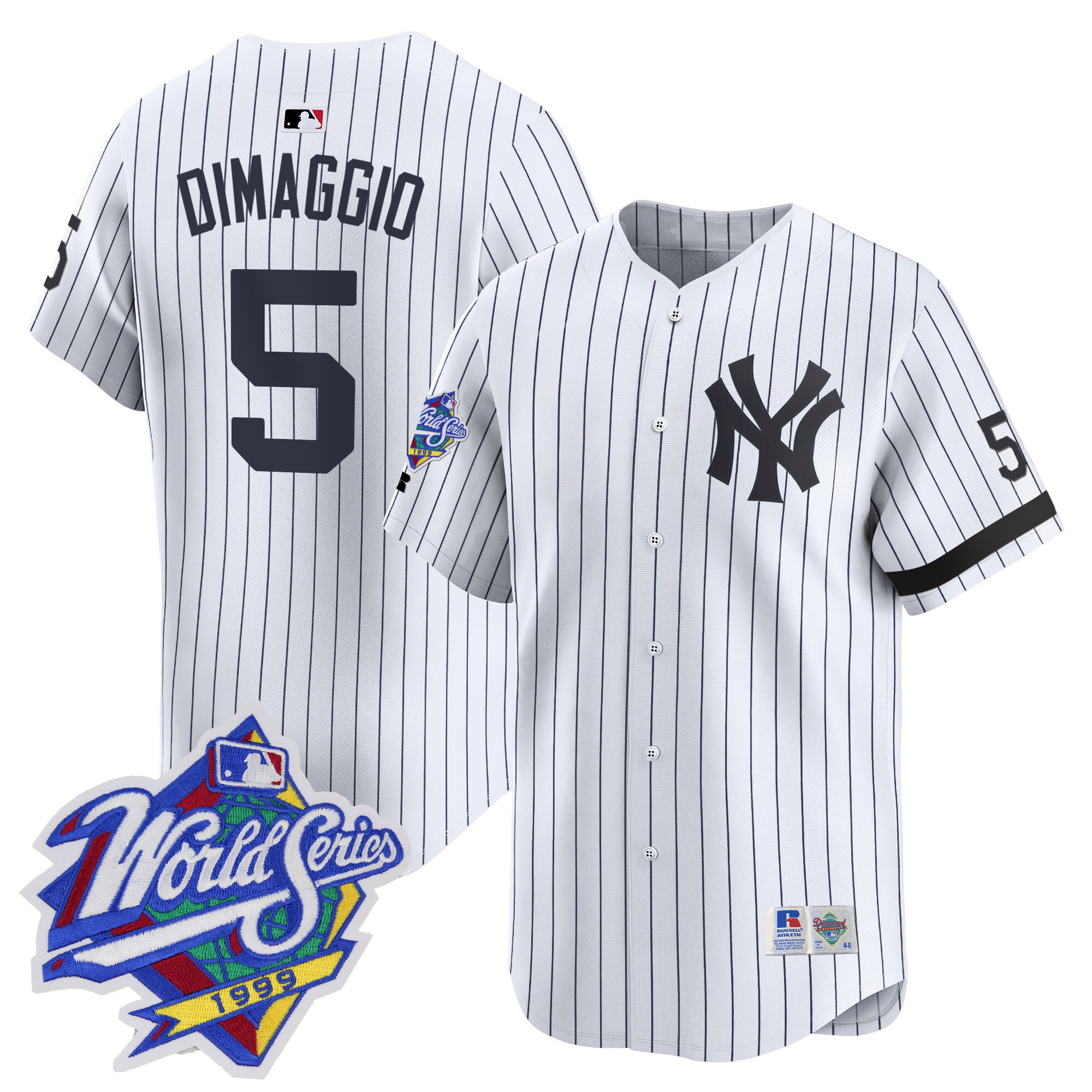 Men's Yankees 1999 Throwback Joe DiMaggio Patch Vapor Premier Limited Jersey - All Stitched