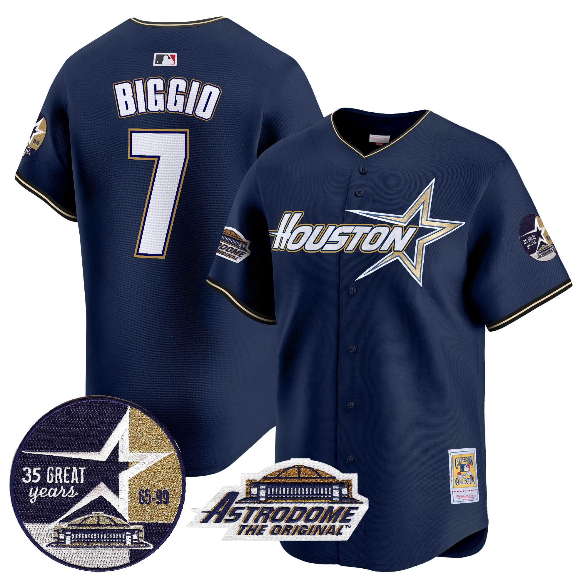 Men's Astros 1999 Throwback 35th & Astrodome Patch Vapor Premier Limited Jersey V2 - All Stitched - Image 2