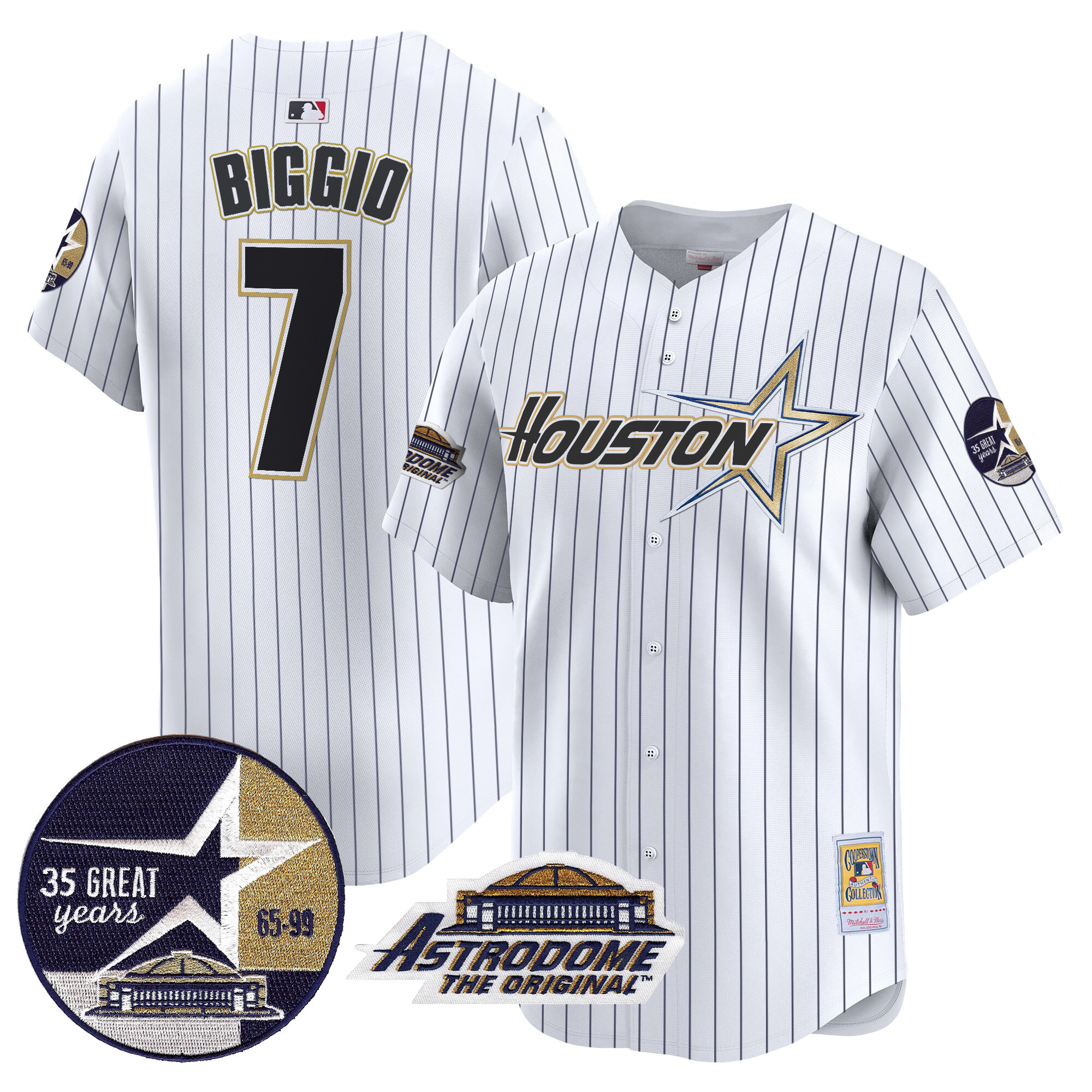 Men's Astros 1999 Throwback 35th & Astrodome Patch Vapor Premier Limited Jersey V2 - All Stitched