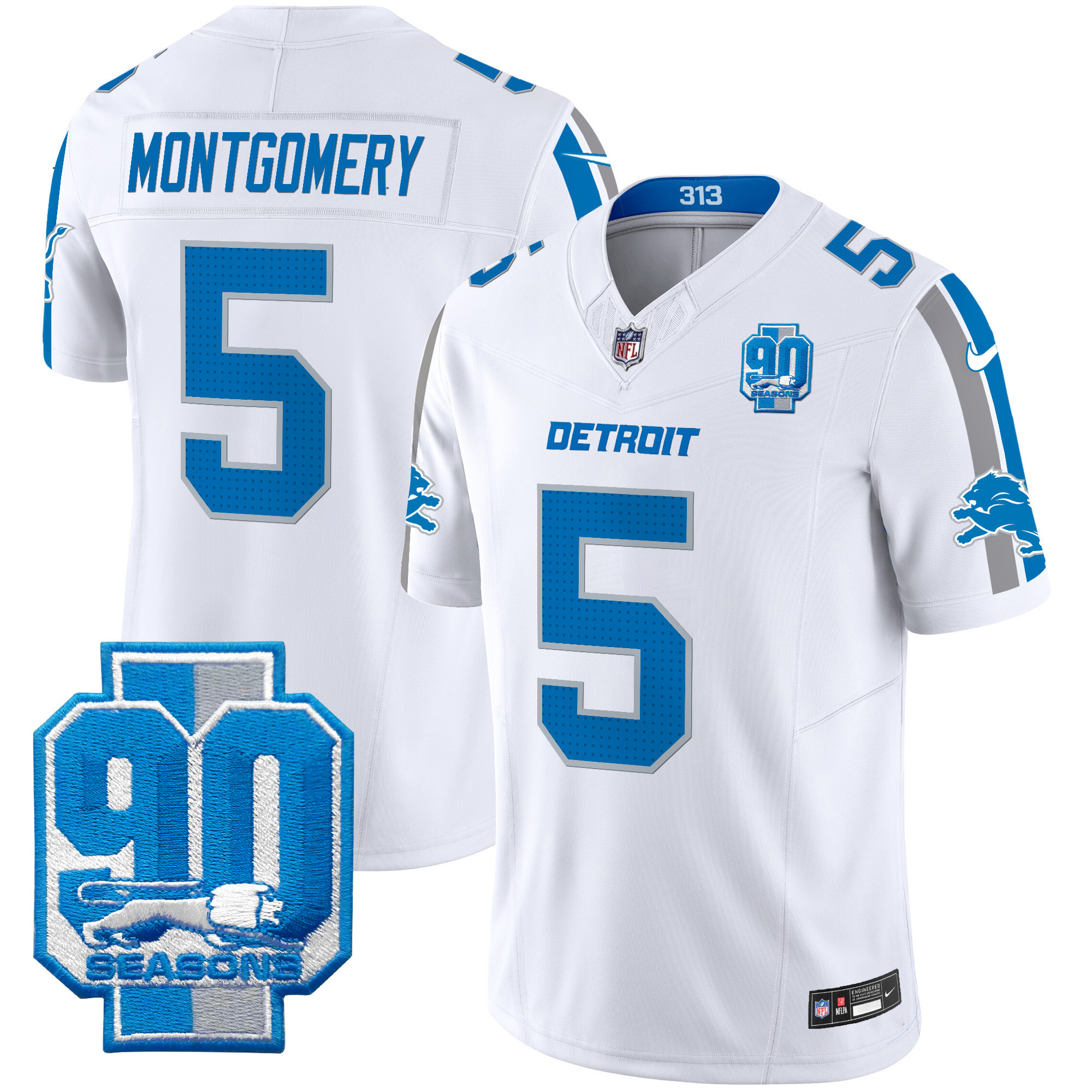 Men's Detroit Lions 90th Year Patch Vapor Limited Jersey - All Stitched - Image 11