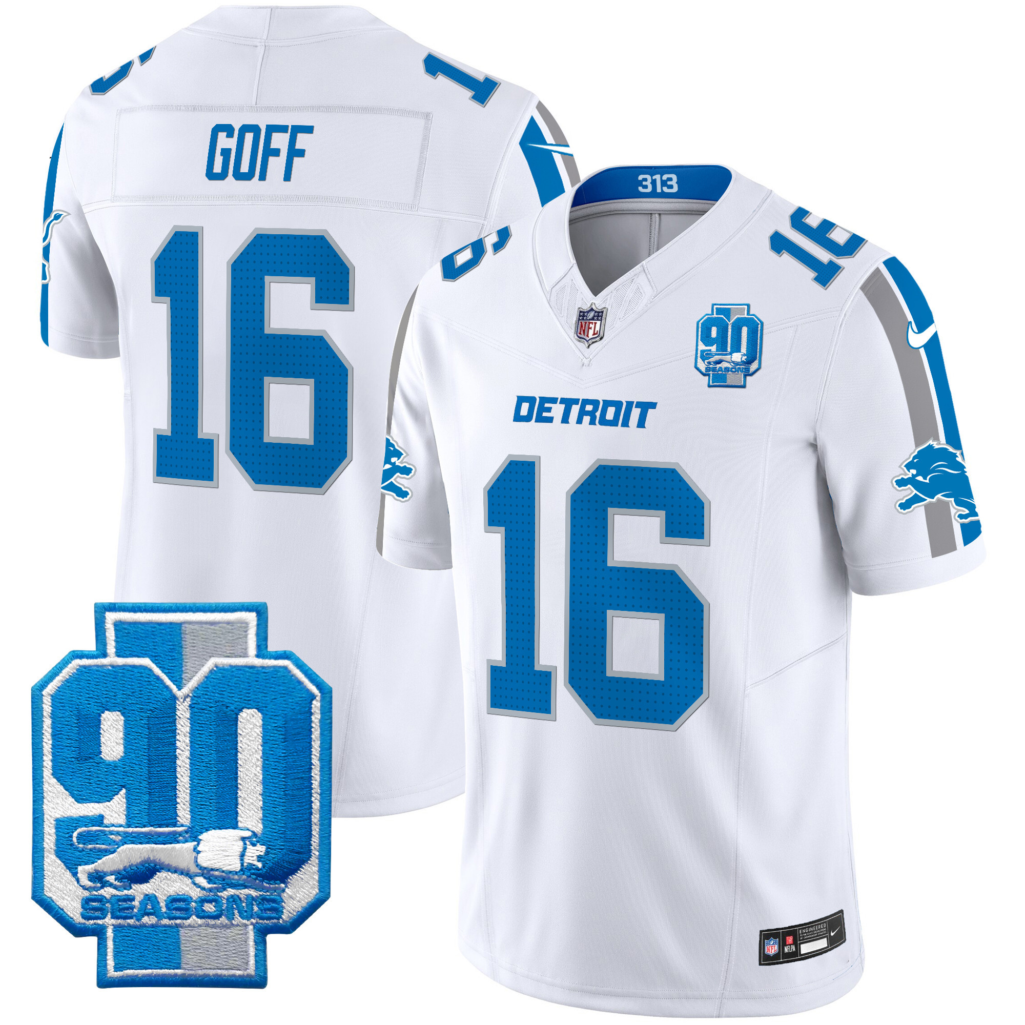 Men's Detroit Lions 90th Year Patch Vapor Limited Jersey - All Stitched - Image 9