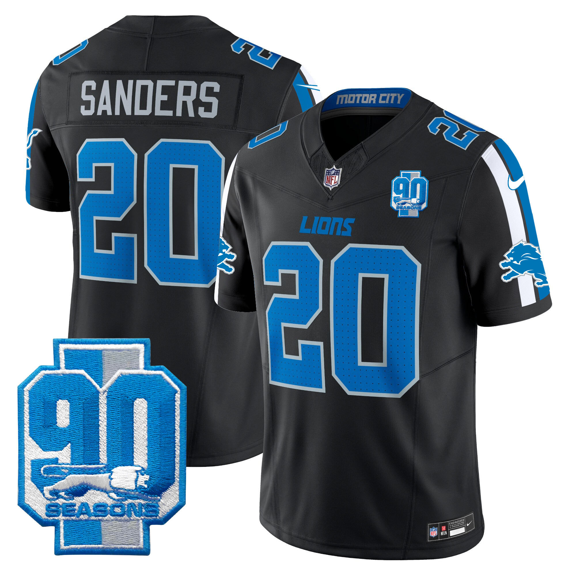 Men's Detroit Lions 90th Year Patch Vapor Limited Jersey - All Stitched - Image 5