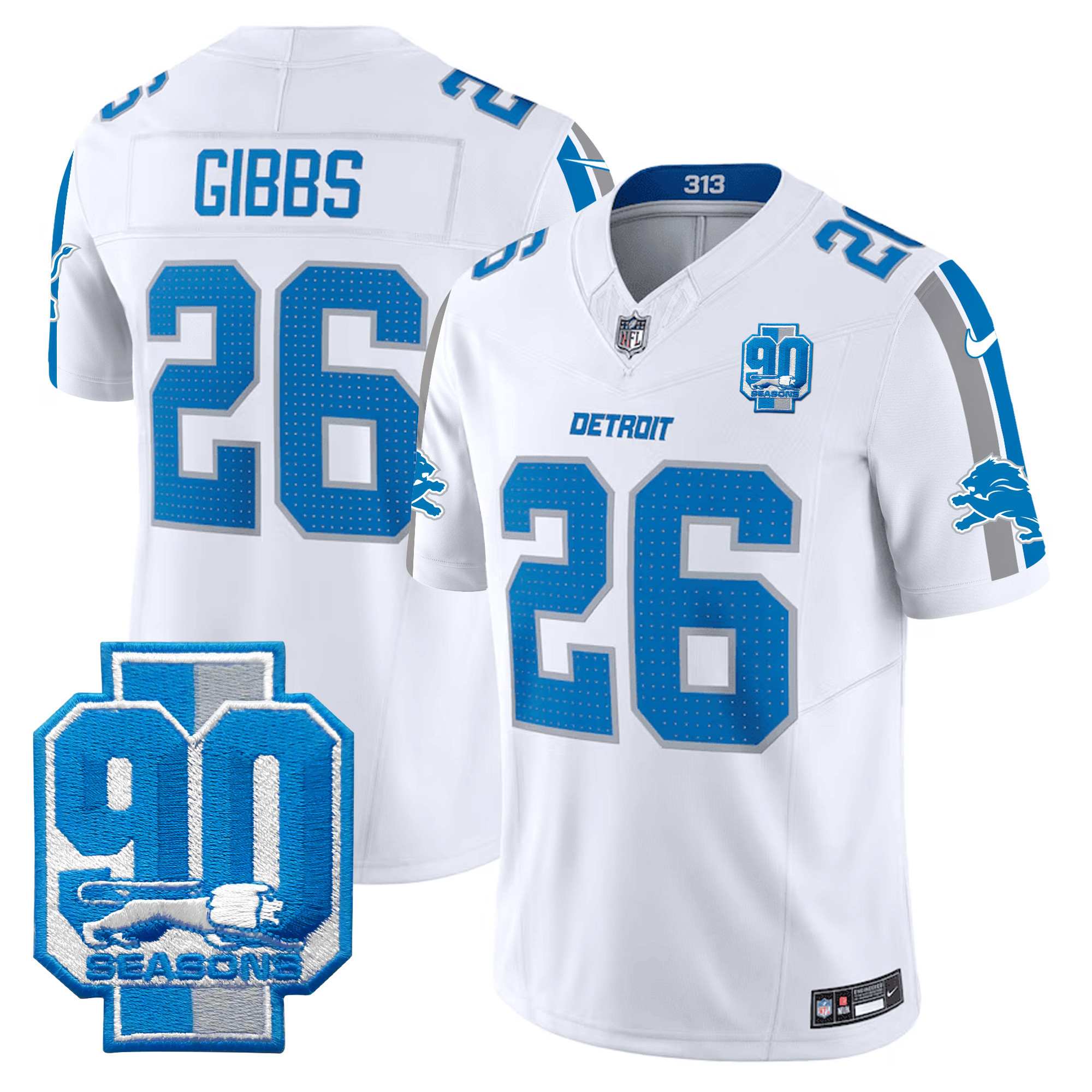 Men's Detroit Lions 90th Year Patch Vapor Limited Jersey - All Stitched - Image 14