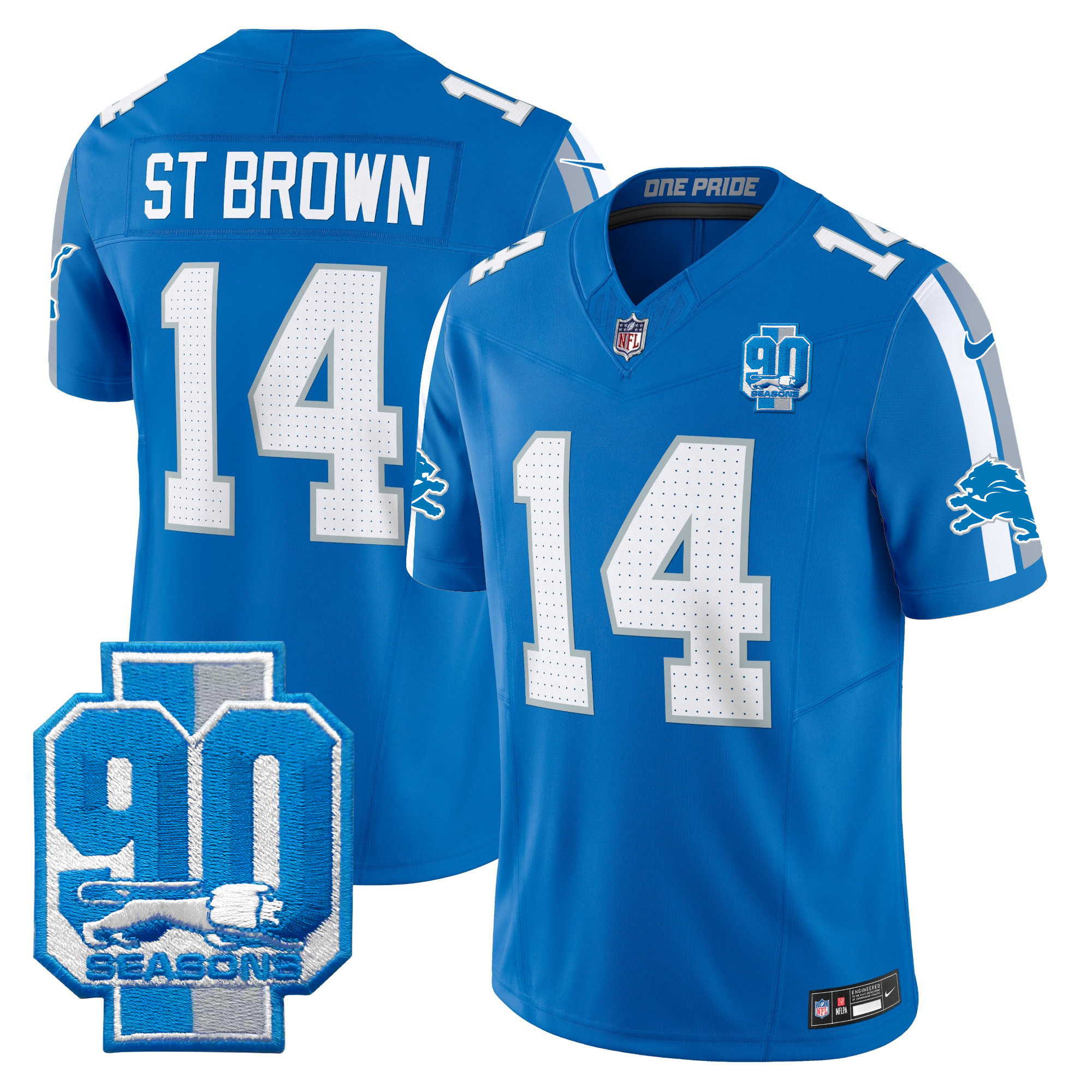 Men's Detroit Lions 90th Year Patch Vapor Limited Jersey - All Stitched - Image 17