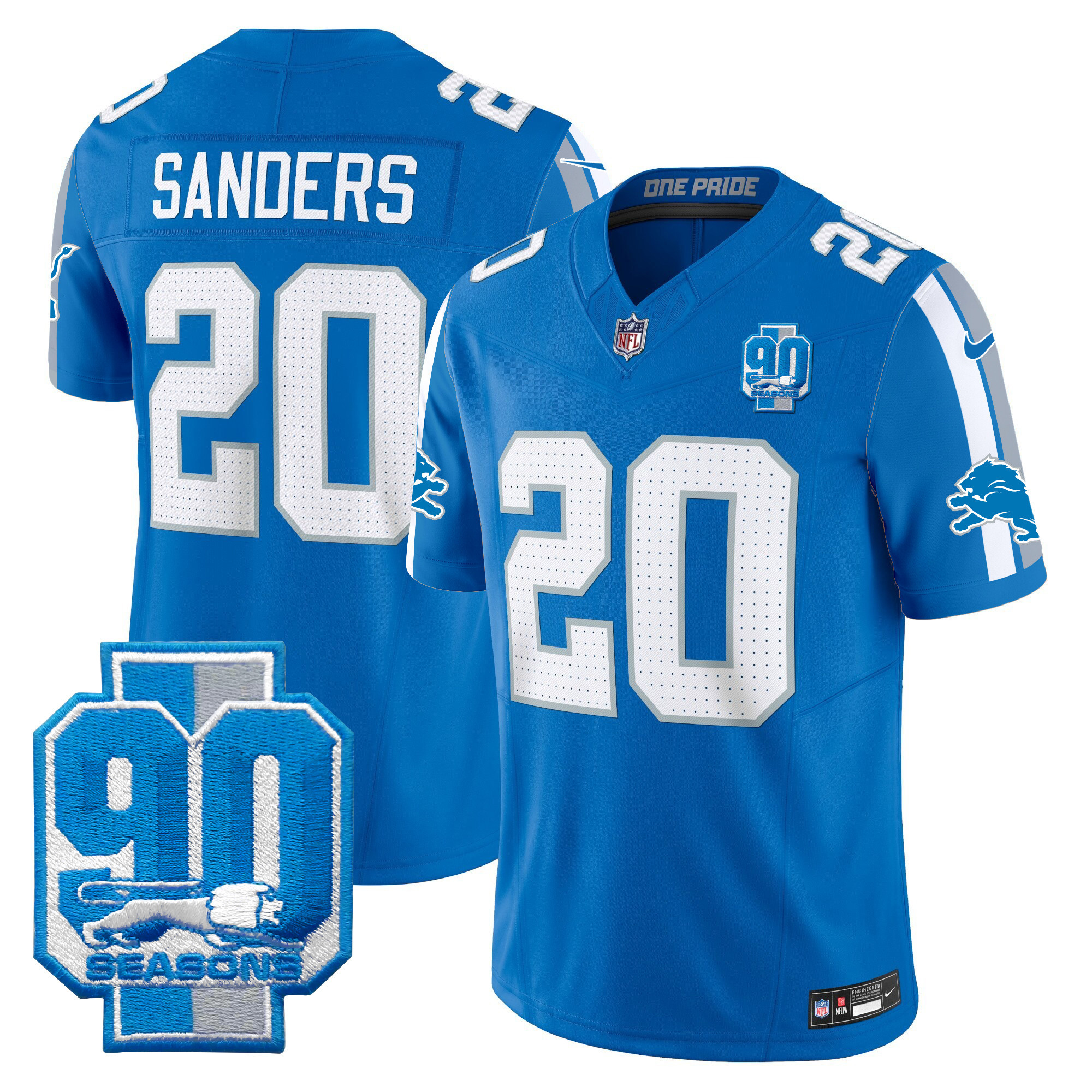 Men's Detroit Lions 90th Year Patch Vapor Limited Jersey - All Stitched - Image 19