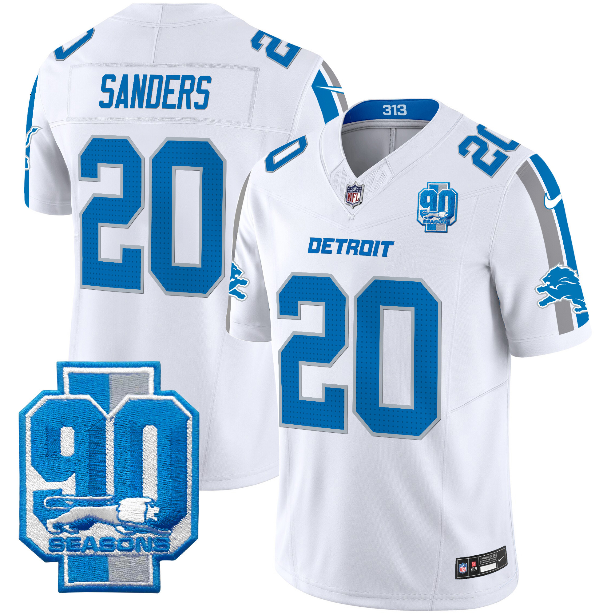 Men's Detroit Lions 90th Year Patch Vapor Limited Jersey - All Stitched - Image 12