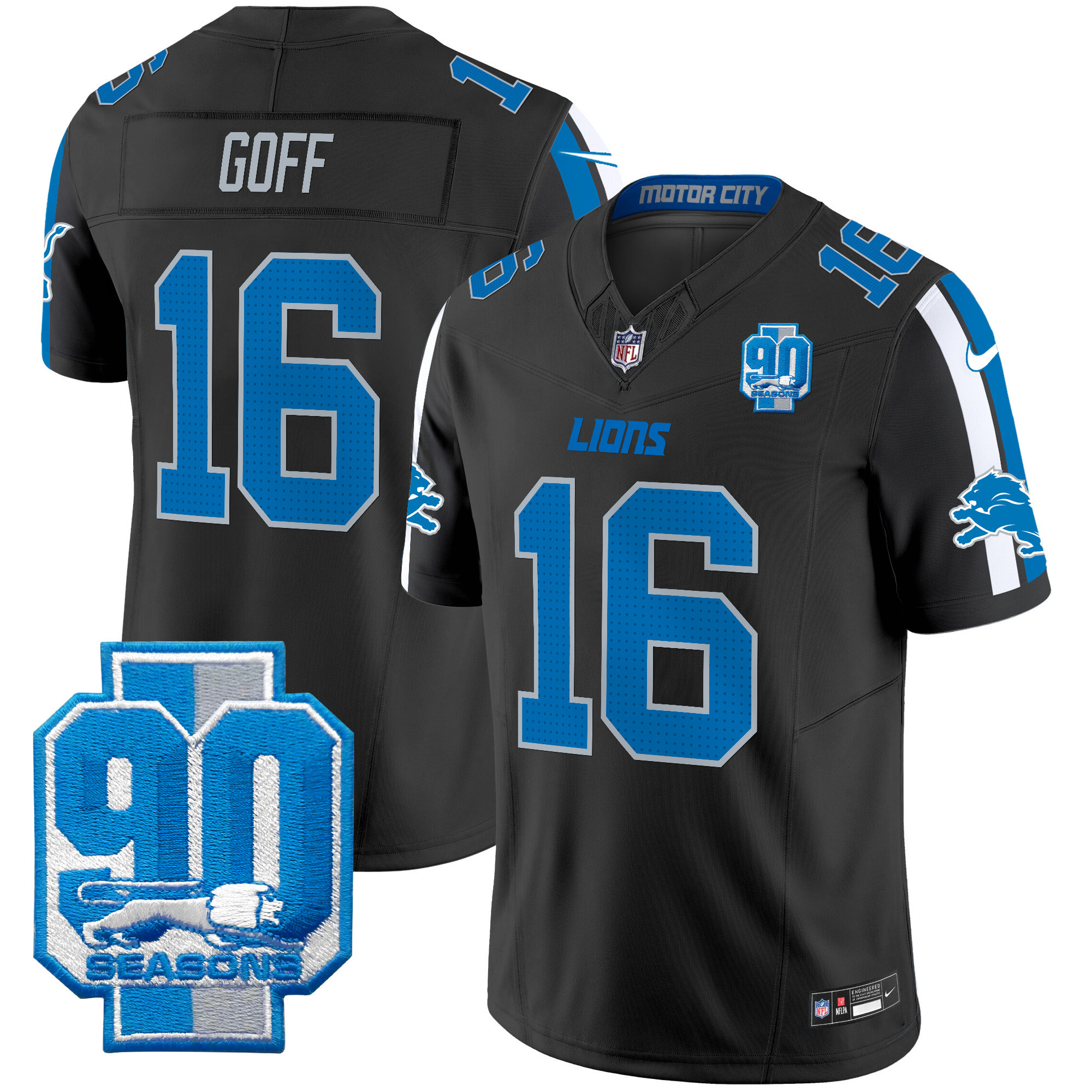 Men's Detroit Lions 90th Year Patch Vapor Limited Jersey - All Stitched - Image 2