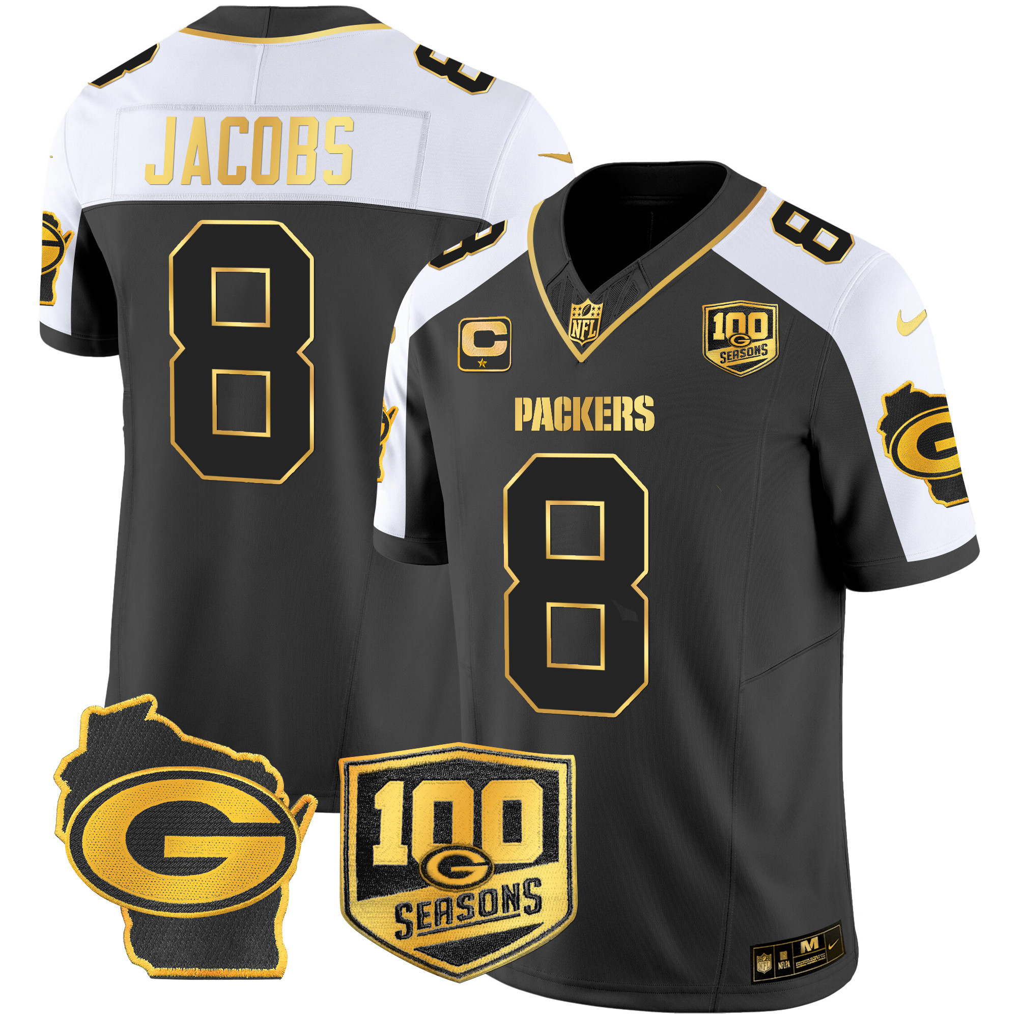 Men's Packers 100th Season & Home Patch Gold Vapor Limited Jersey – All Stitched - Image 2
