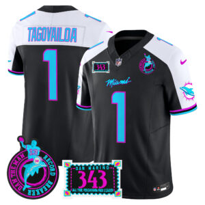 Men's Dolphins "Dan the Man Record Breaker" Patch Vapor Limited Jersey - All Stitched