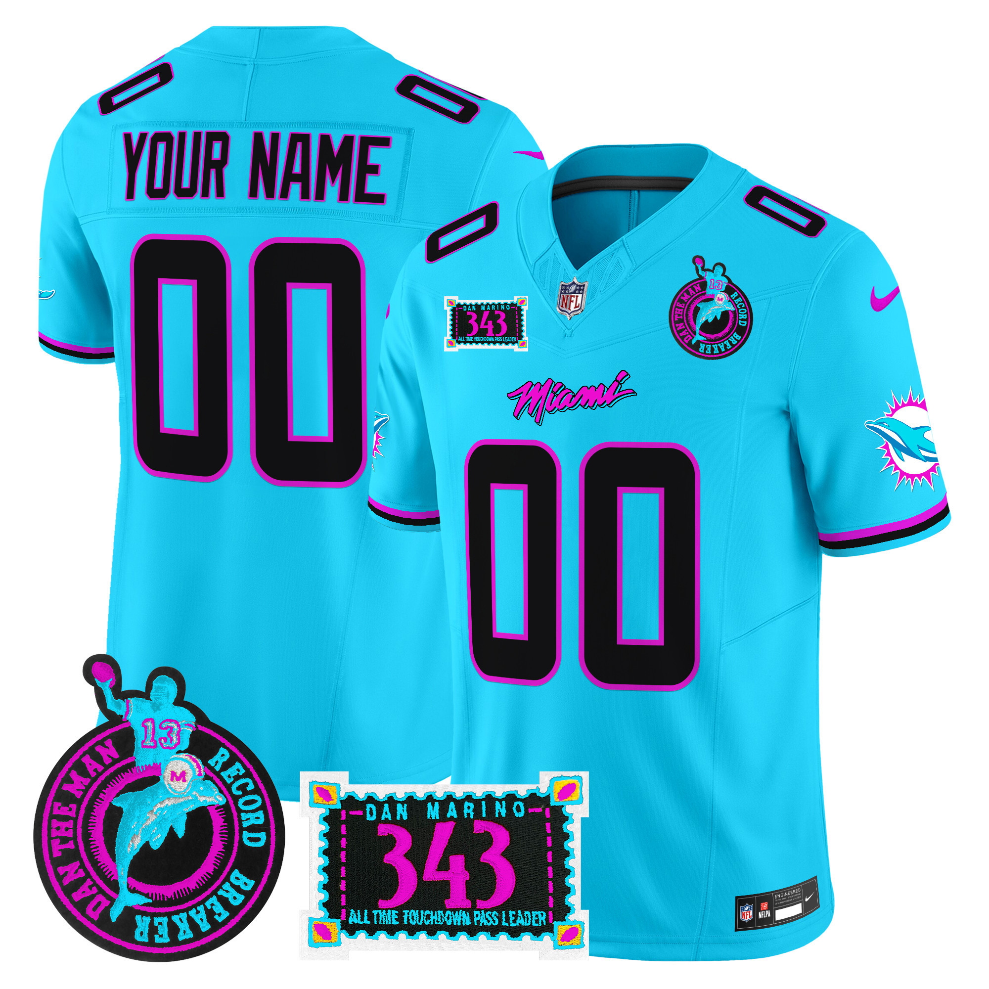 Dolphins "Dan the Man Record Breaker" Patch Vapor Limited Custom Jersey - All Stitched - Image 3