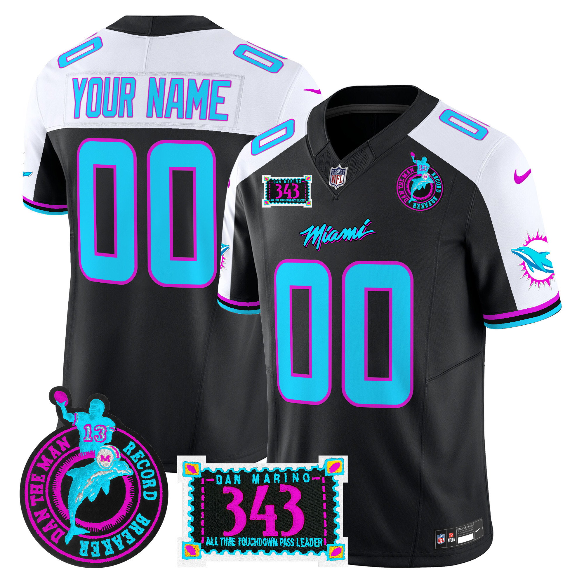 Dolphins "Dan the Man Record Breaker" Patch Vapor Limited Custom Jersey - All Stitched
