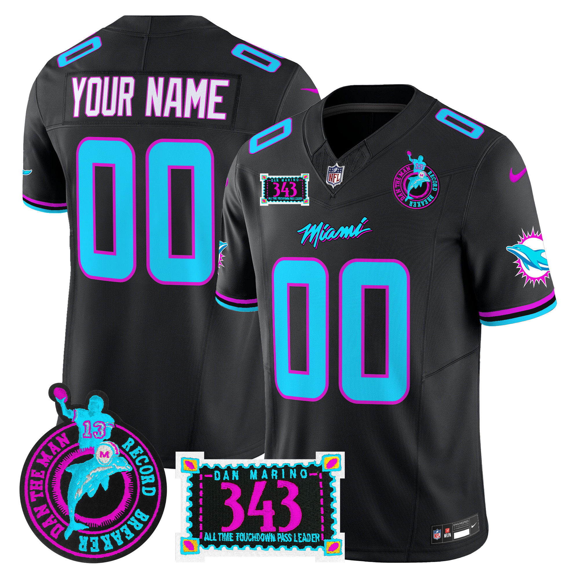Dolphins "Dan the Man Record Breaker" Patch Vapor Limited Custom Jersey - All Stitched - Image 5