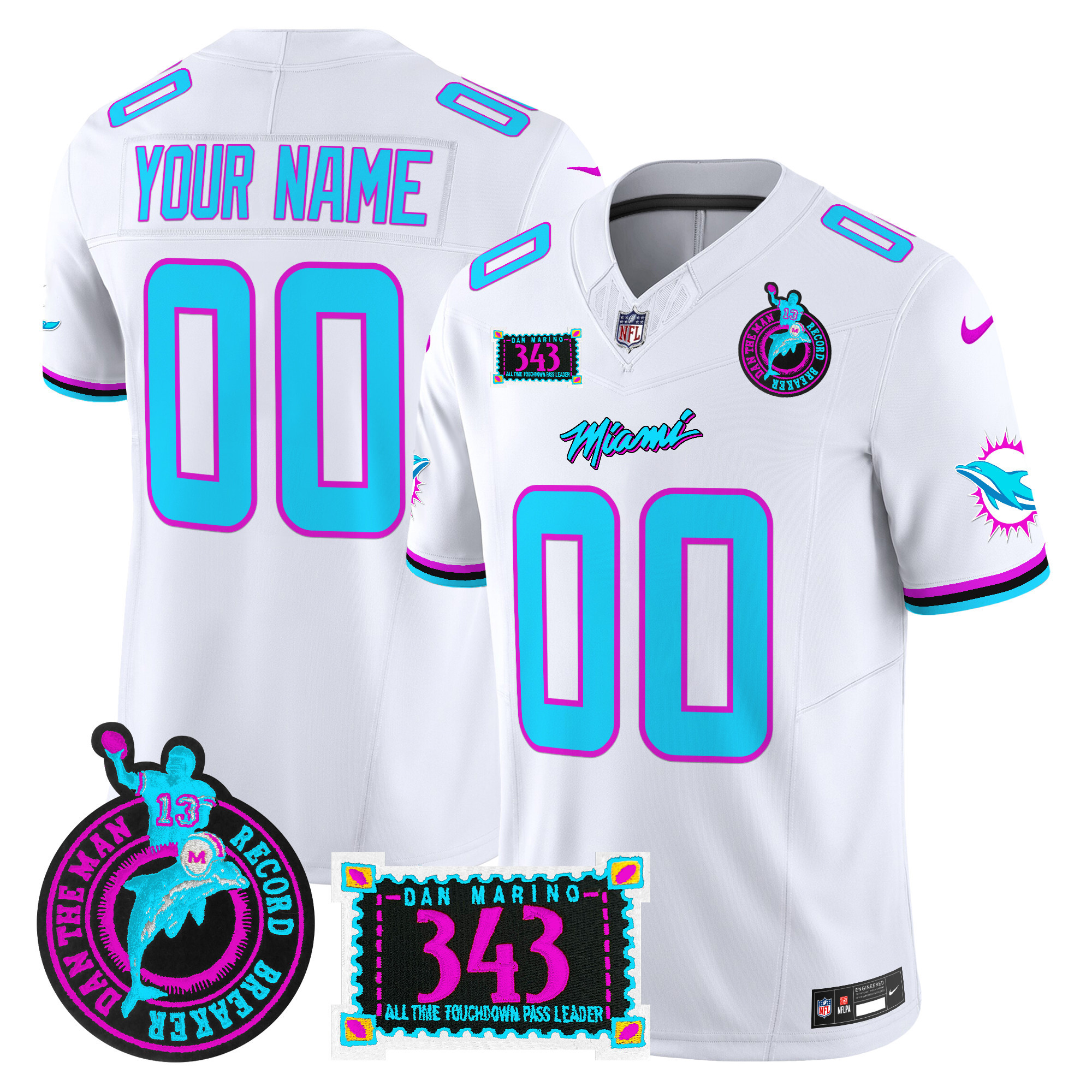 Dolphins "Dan the Man Record Breaker" Patch Vapor Limited Custom Jersey - All Stitched - Image 4