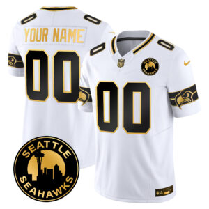 Seahawks 2025 Seattle City Patch Gold Vapor Limited Custom Jersey - All Stitched