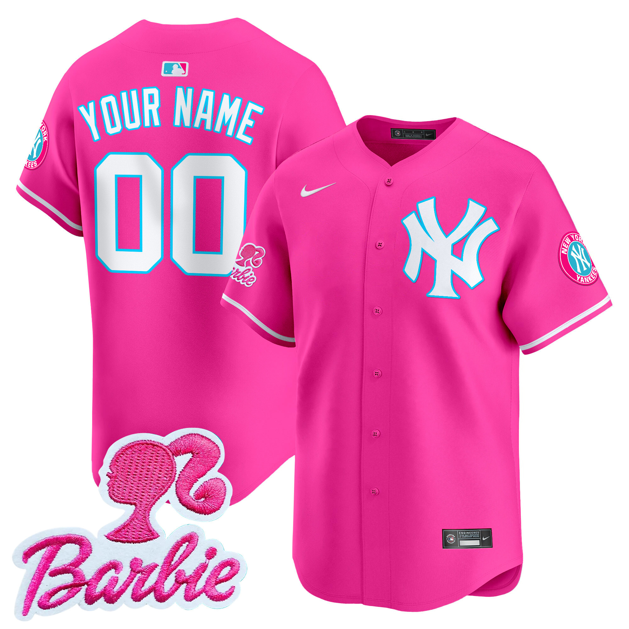 Yankees Barbie Patch Vapor Premier Limited Custom Jersey - All Stitched - Image 2