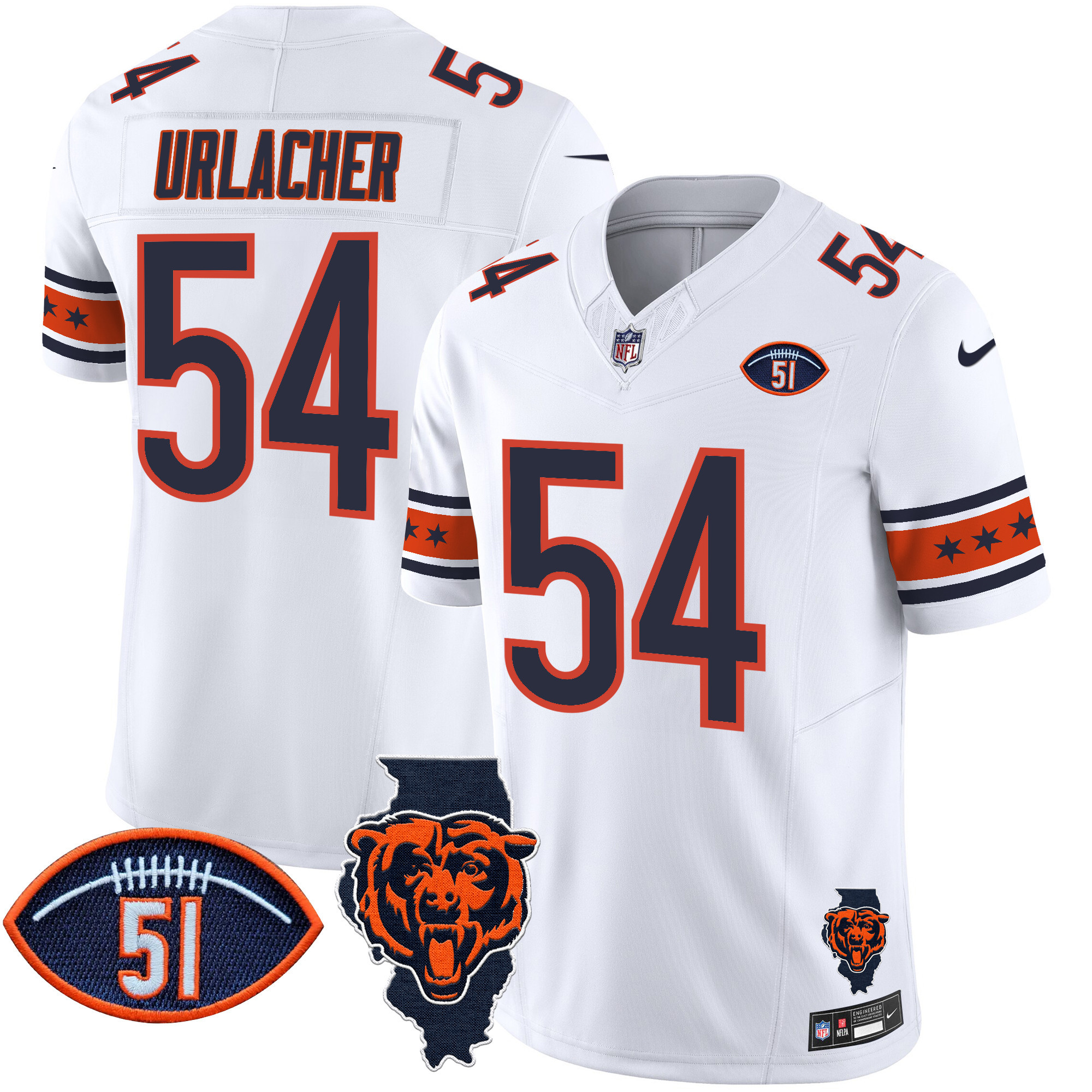 Men's Bears Illinois & Dick Butkus Patch Vapor Limited Jersey - All Stitched - Image 11
