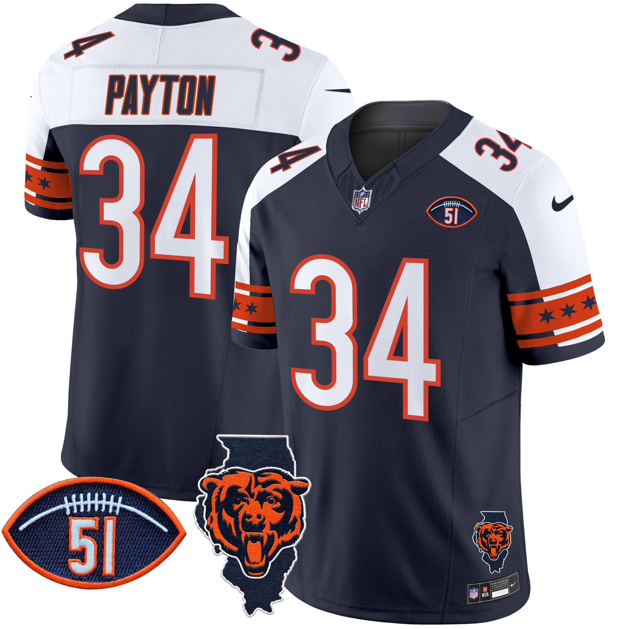 Men's Bears Illinois & Dick Butkus Patch Vapor Limited Jersey - All Stitched - Image 27