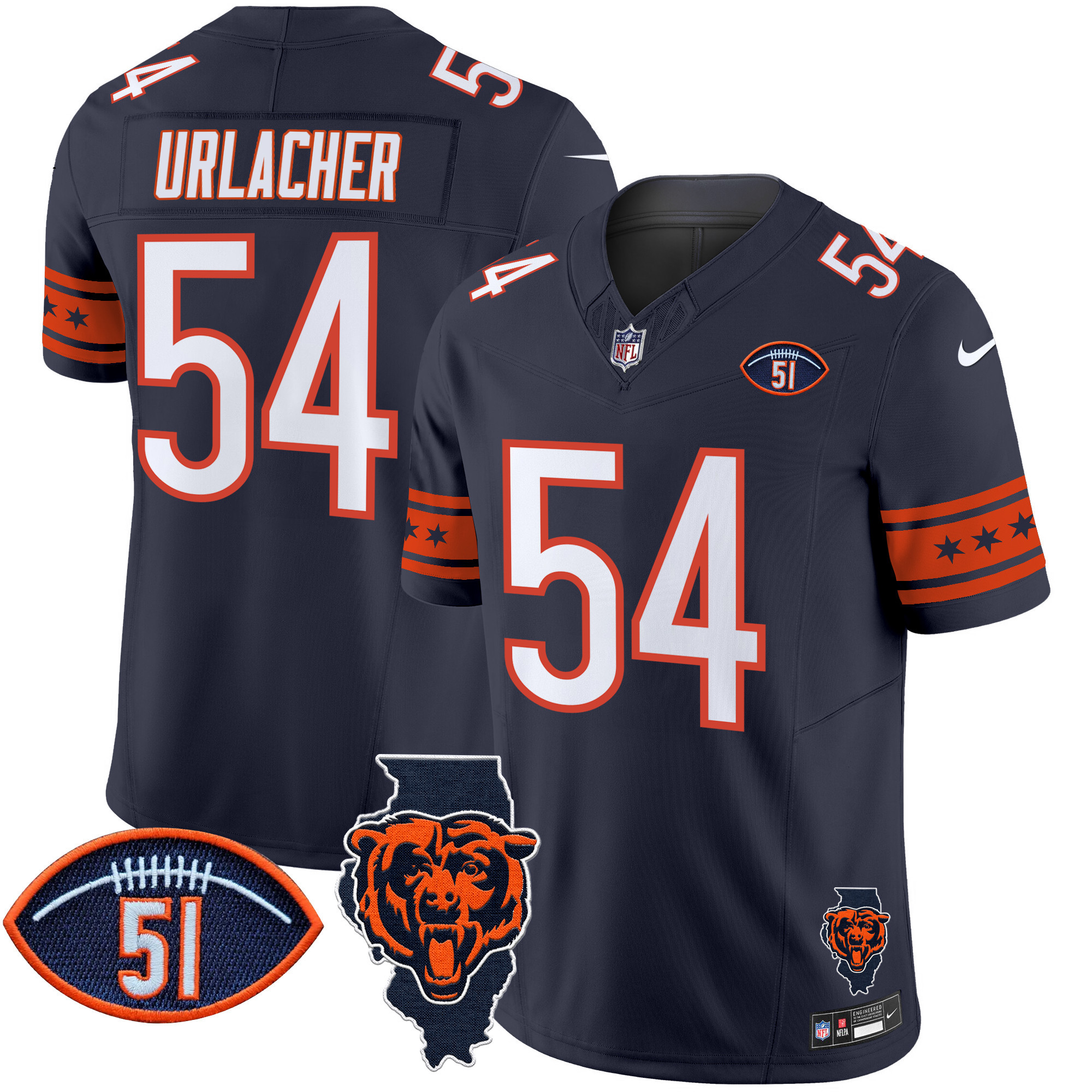 Men's Bears Illinois & Dick Butkus Patch Vapor Limited Jersey - All Stitched - Image 4