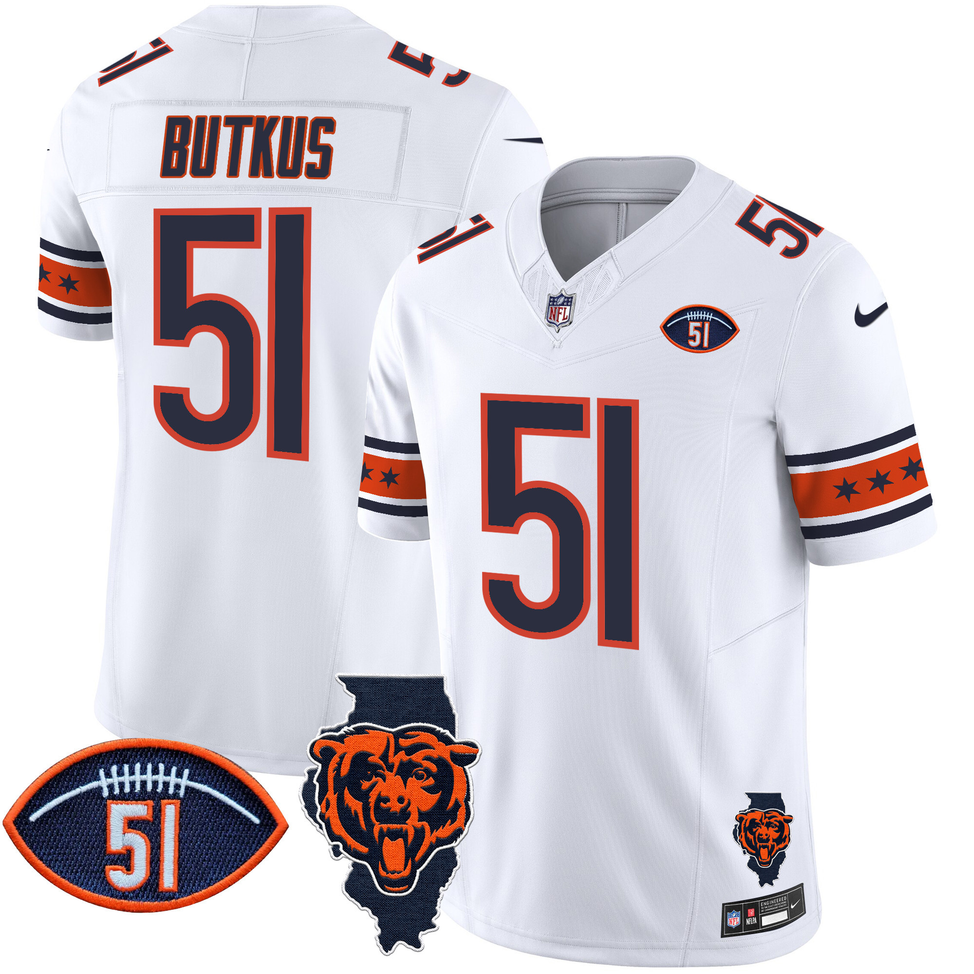 Men's Bears Illinois & Dick Butkus Patch Vapor Limited Jersey - All Stitched - Image 10