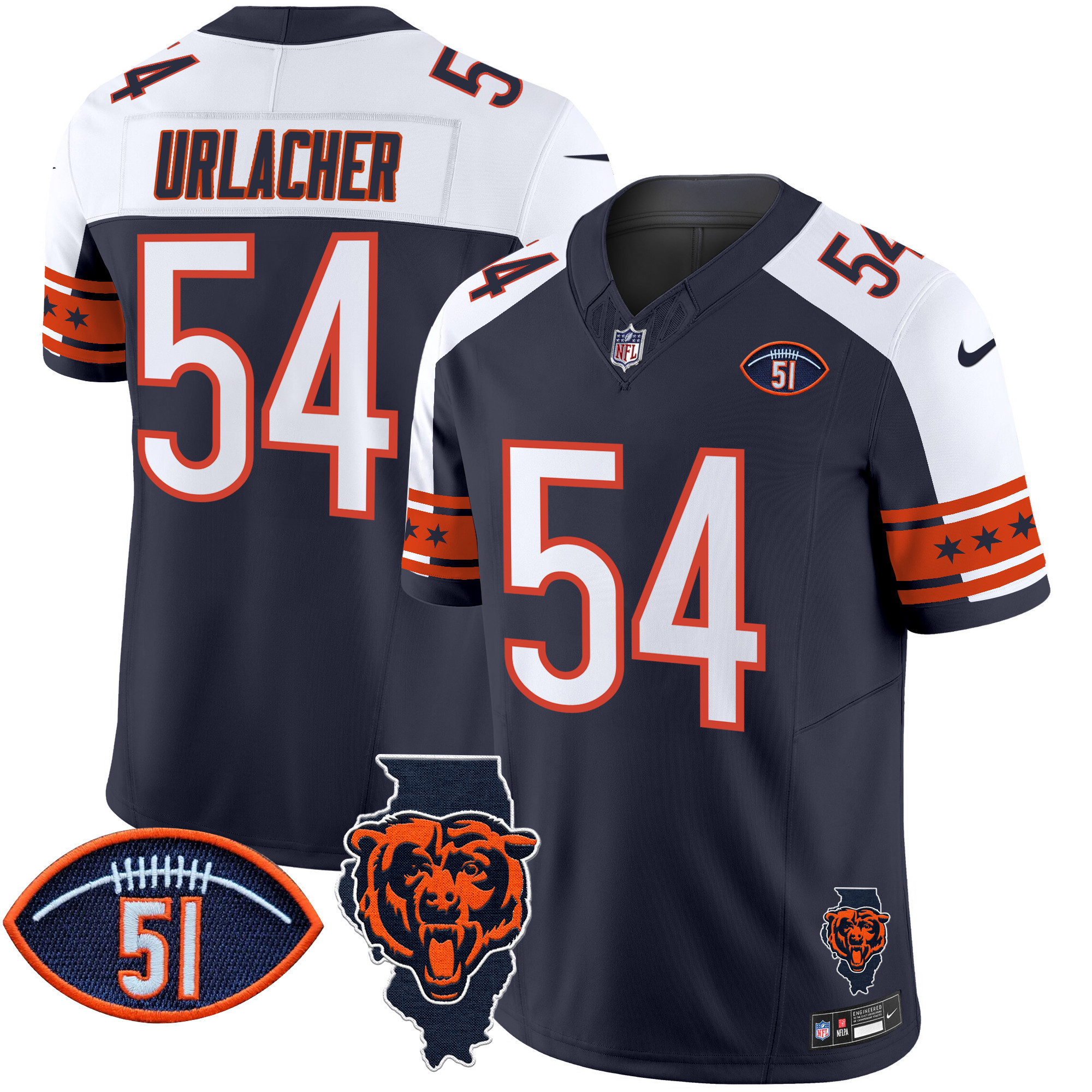 Men's Bears Illinois & Dick Butkus Patch Vapor Limited Jersey - All Stitched - Image 25