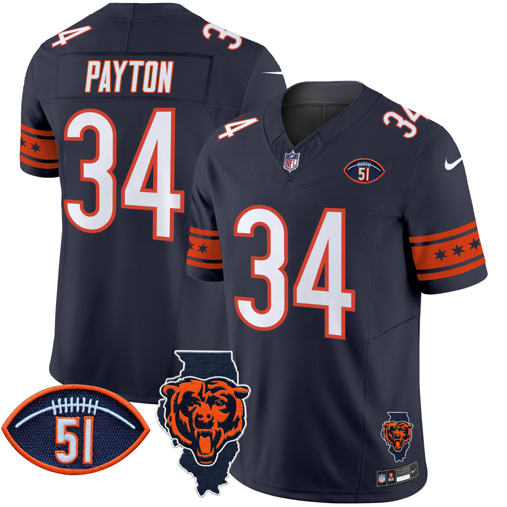 Men's Bears Illinois & Dick Butkus Patch Vapor Limited Jersey - All Stitched - Image 6