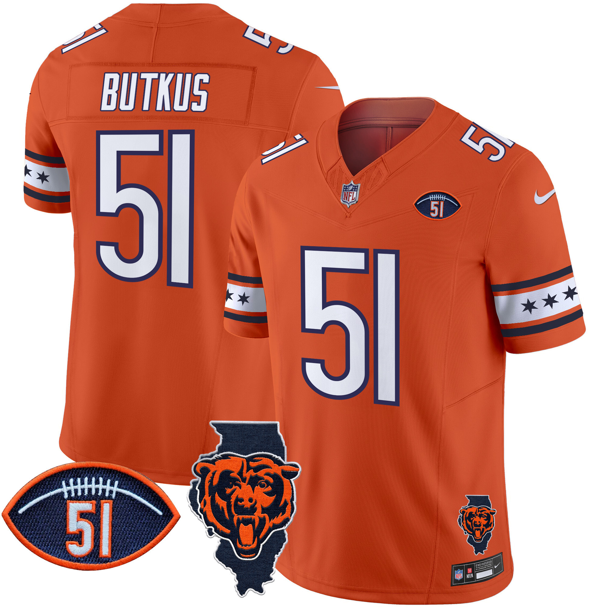 Men's Bears Illinois & Dick Butkus Patch Vapor Limited Jersey - All Stitched - Image 17