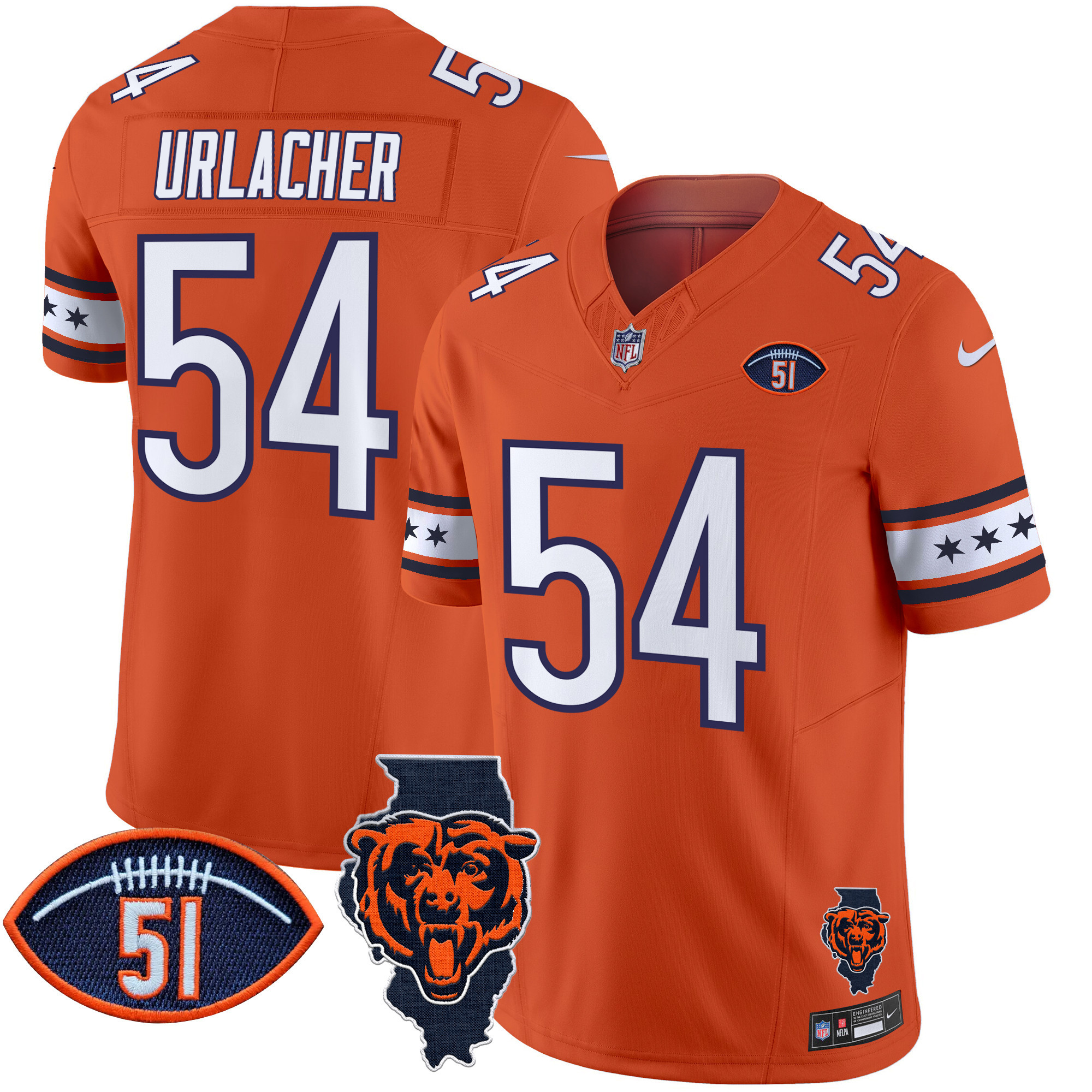 Men's Bears Illinois & Dick Butkus Patch Vapor Limited Jersey - All Stitched - Image 18