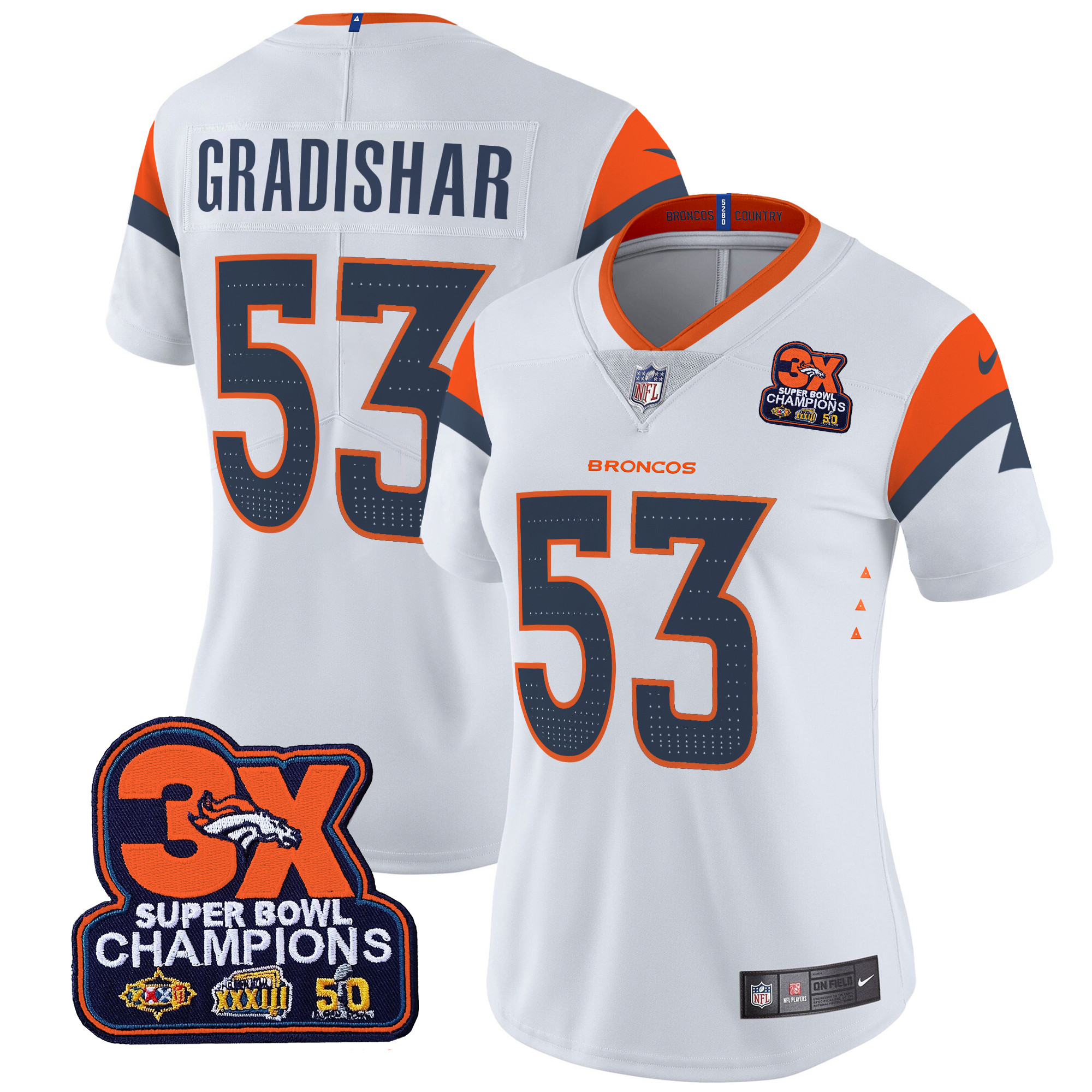 Women's Denver Broncos 3-Time Champions Patch Vapor Limited Jersey - All Stitched - Image 14
