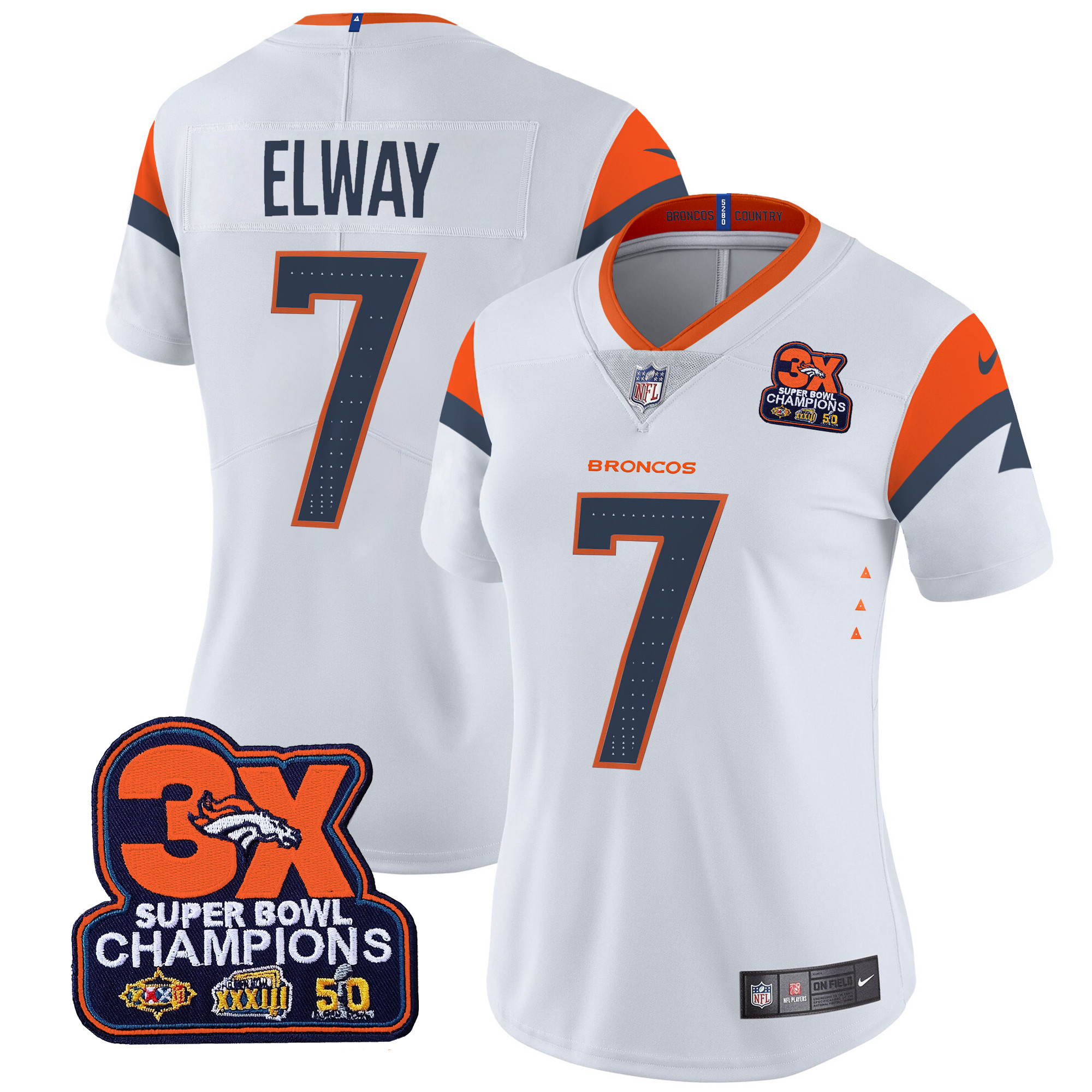 Women's Denver Broncos 3-Time Champions Patch Vapor Limited Jersey - All Stitched - Image 13
