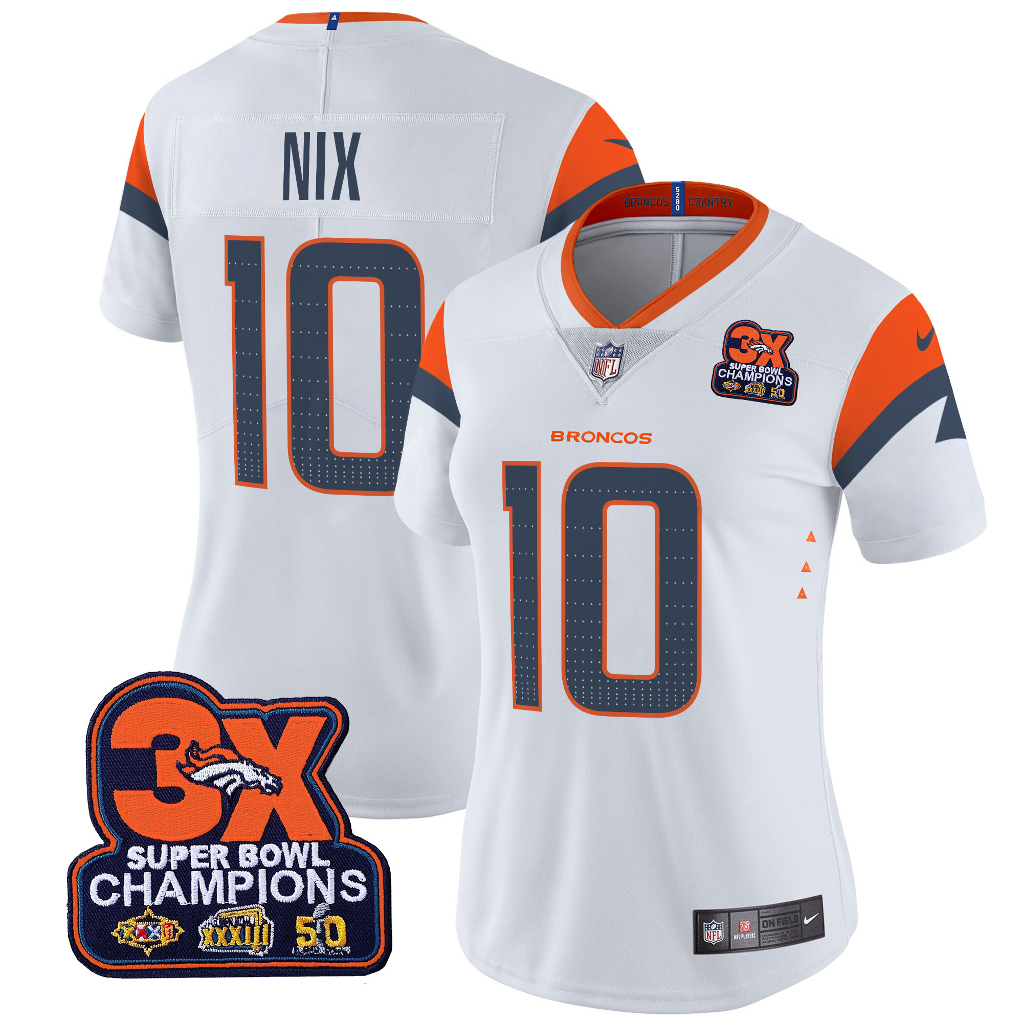 Women's Denver Broncos 3-Time Champions Patch Vapor Limited Jersey - All Stitched - Image 8