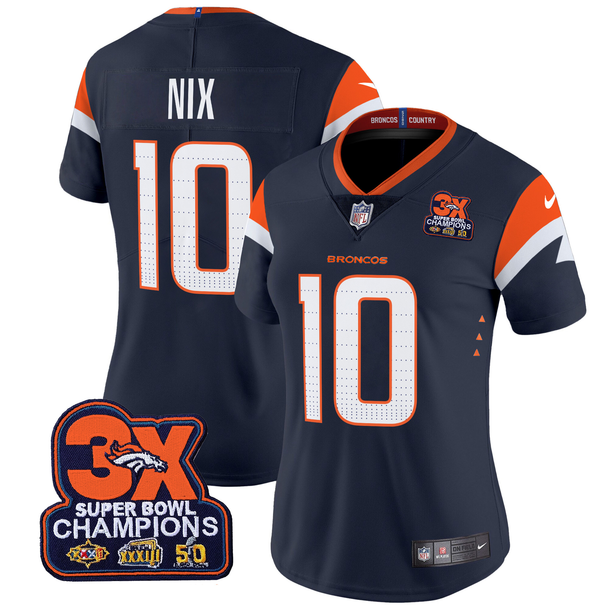 Women's Denver Broncos 3-Time Champions Patch Vapor Limited Jersey - All Stitched - Image 15