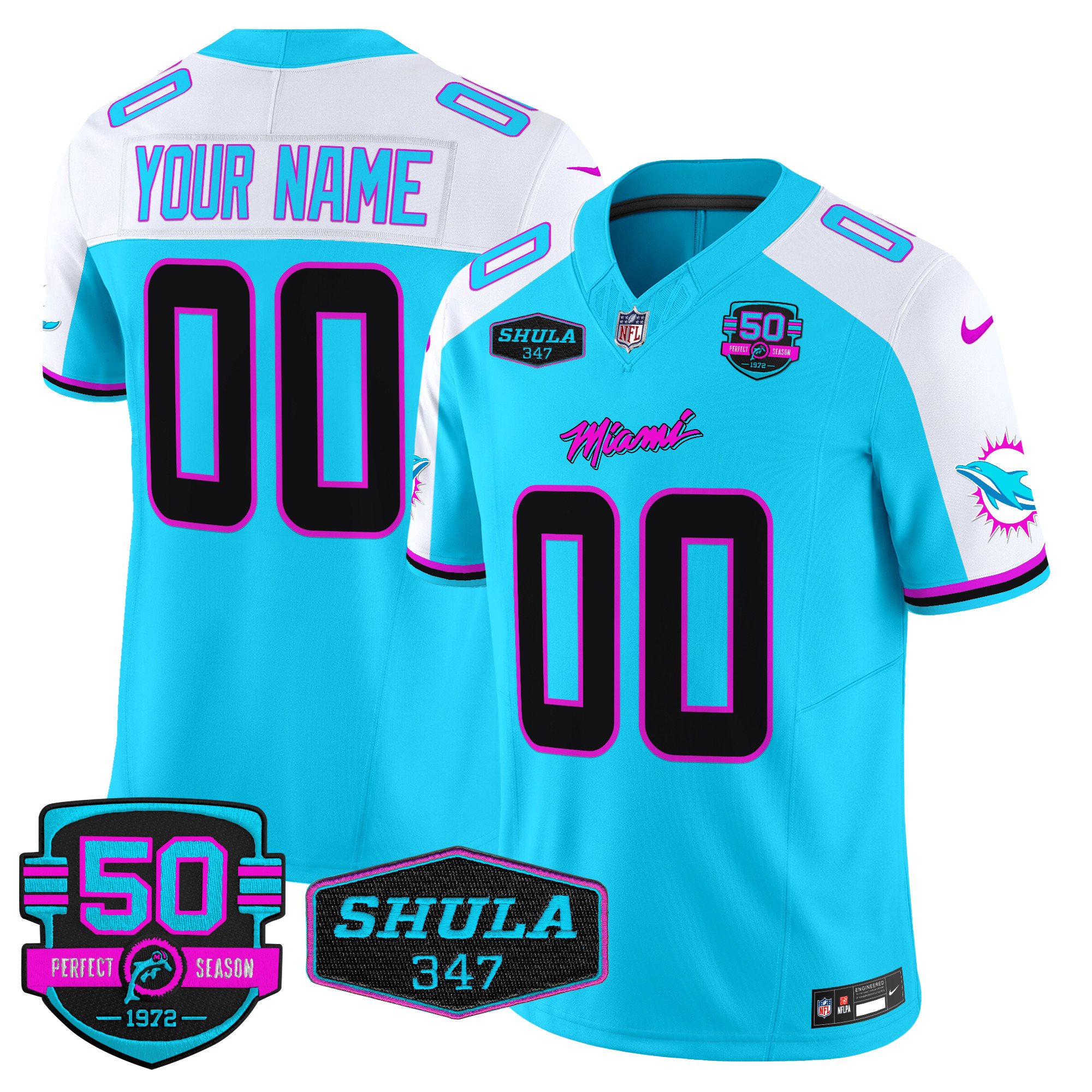 Dolphins "Miami Vice" Vapor Limited Custom Jersey V4 - All Stitched - Image 2