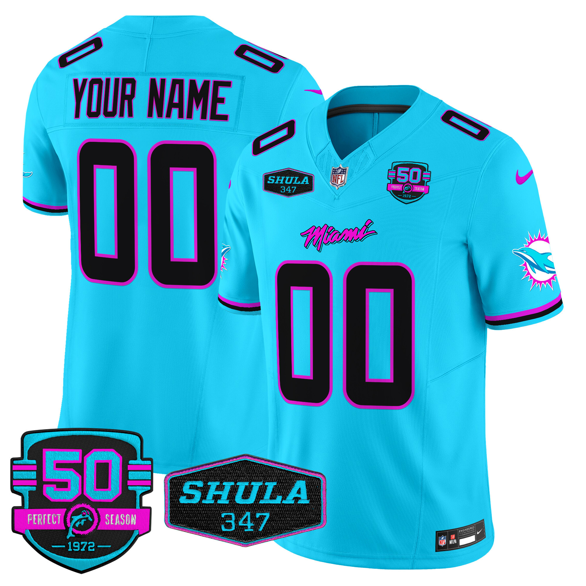 Dolphins "Miami Vice" Vapor Limited Custom Jersey V4 - All Stitched - Image 3