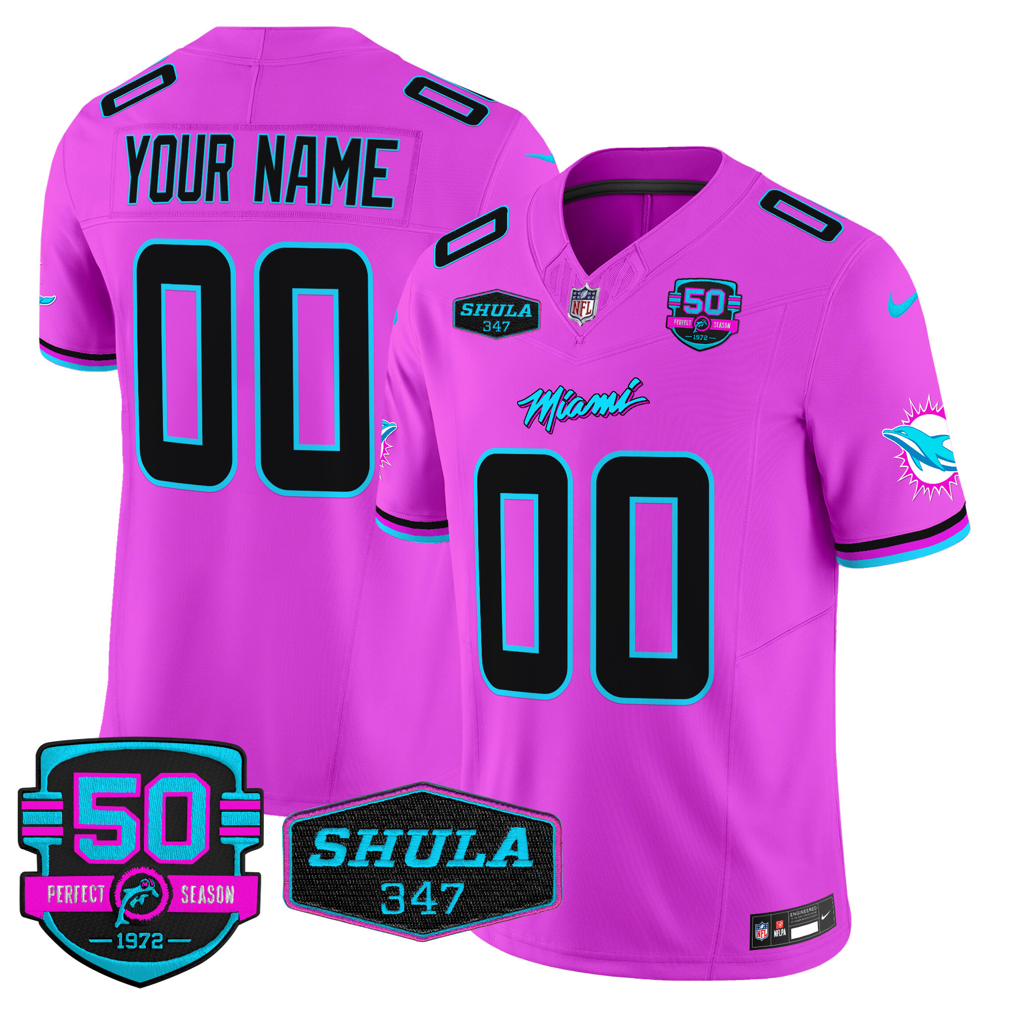 Dolphins "Miami Vice" Vapor Limited Custom Jersey V4 - All Stitched - Image 6